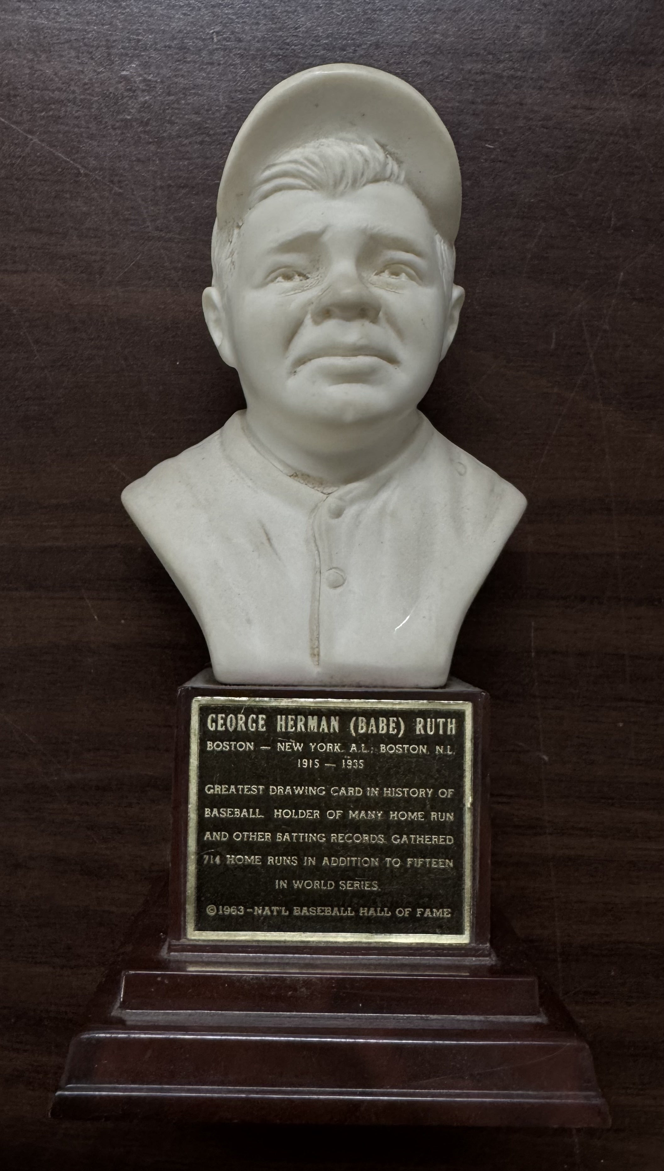 1963 Hall of Fame Baseball Babe Ruth Mini Bust