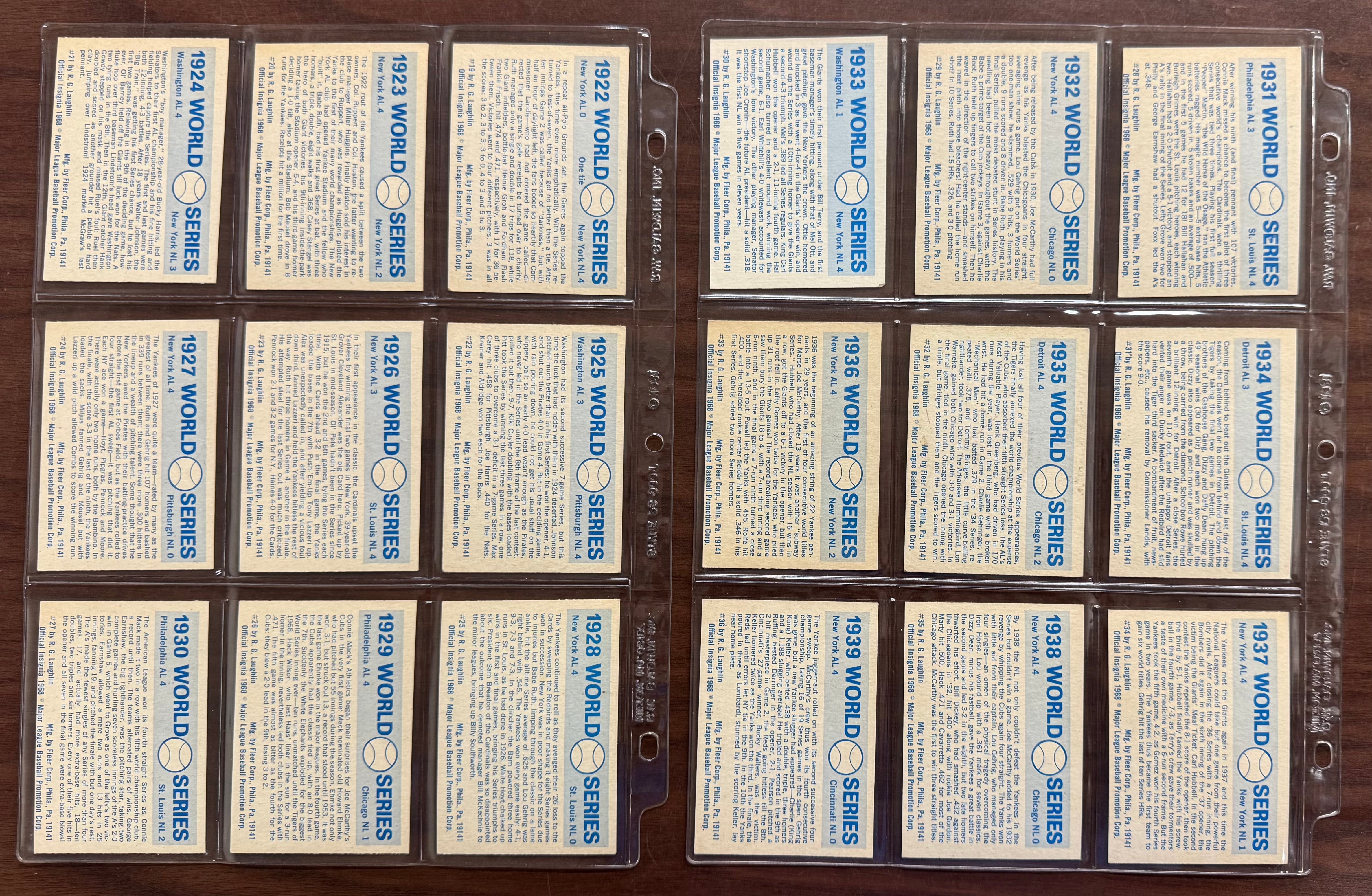 1970 Fleer Laughlin World Series Baseball Complete Set (66/66) EX-NM