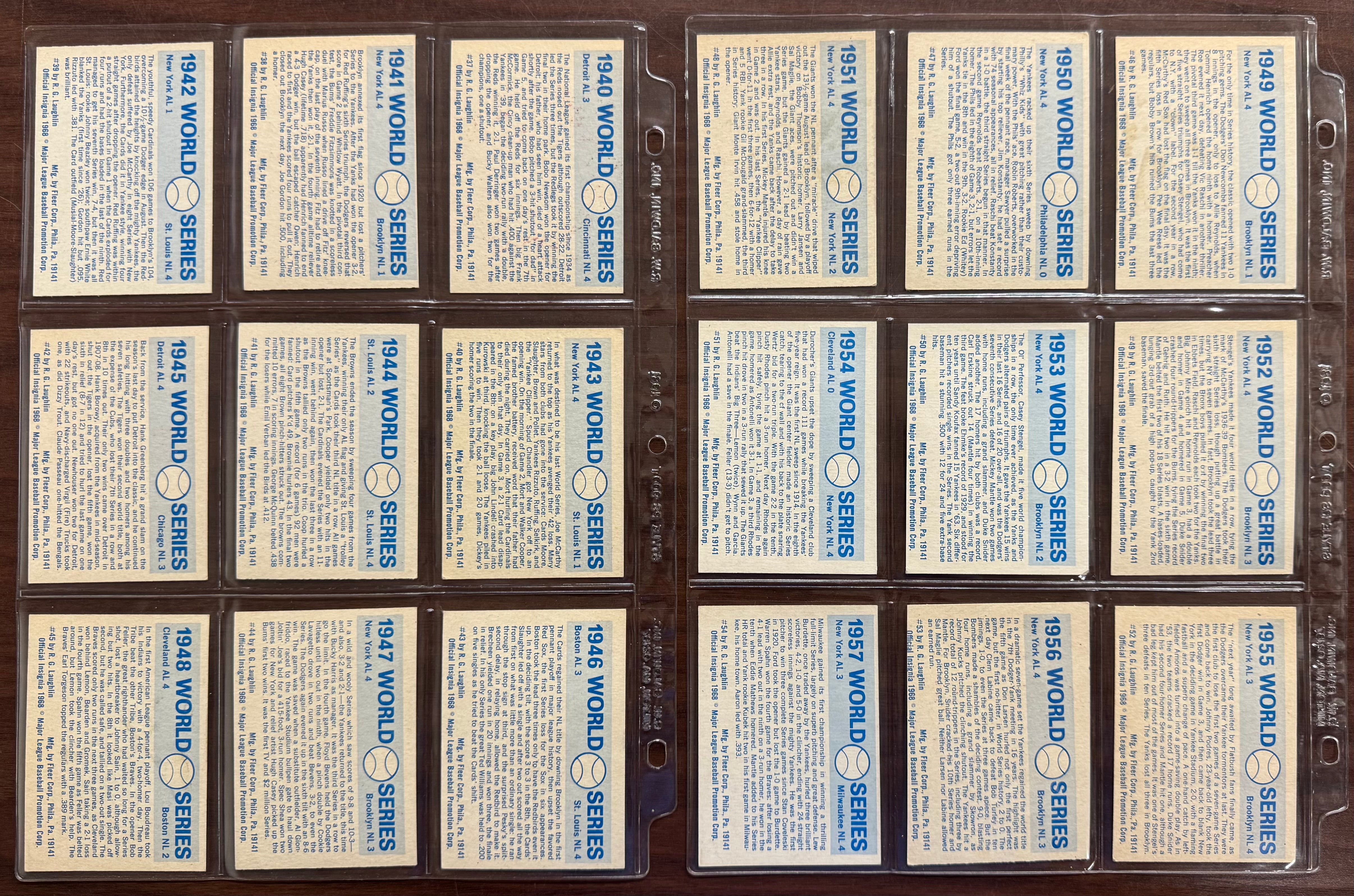 1970 Fleer Laughlin World Series Baseball Complete Set (66/66) EX-NM