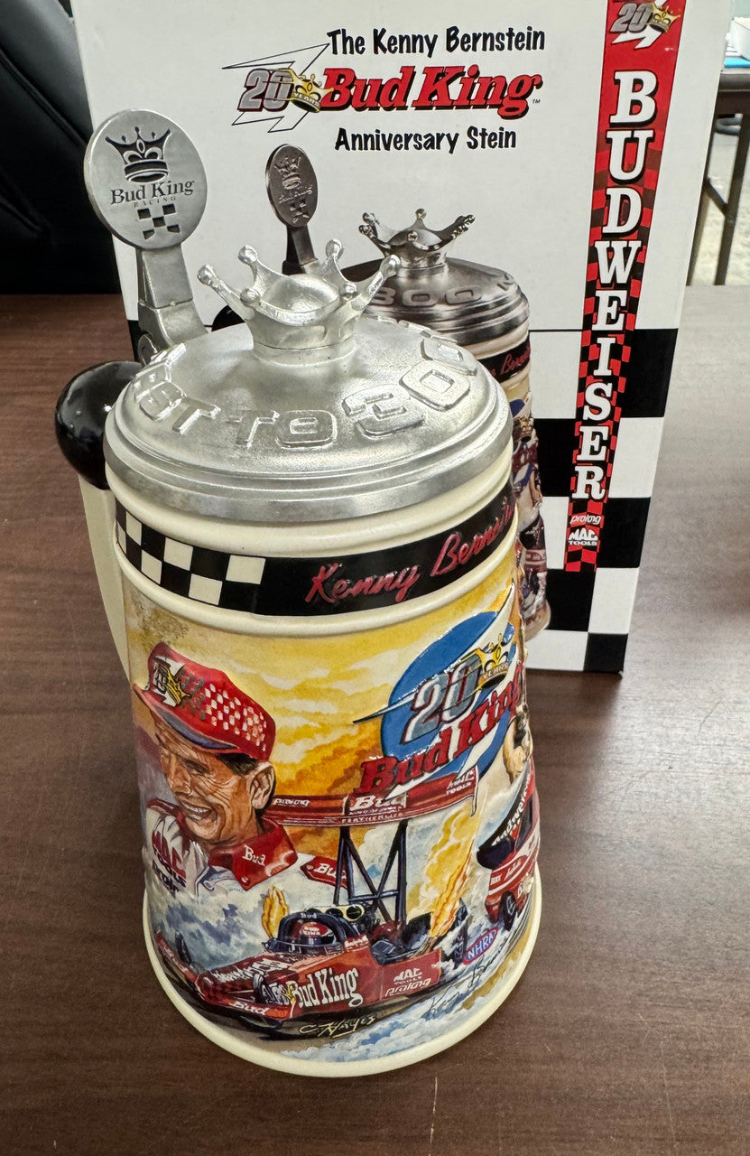 1999 Anheuser Busch Budweiser Kenny Bernstein 20 Year Bud King Anniversary Stein