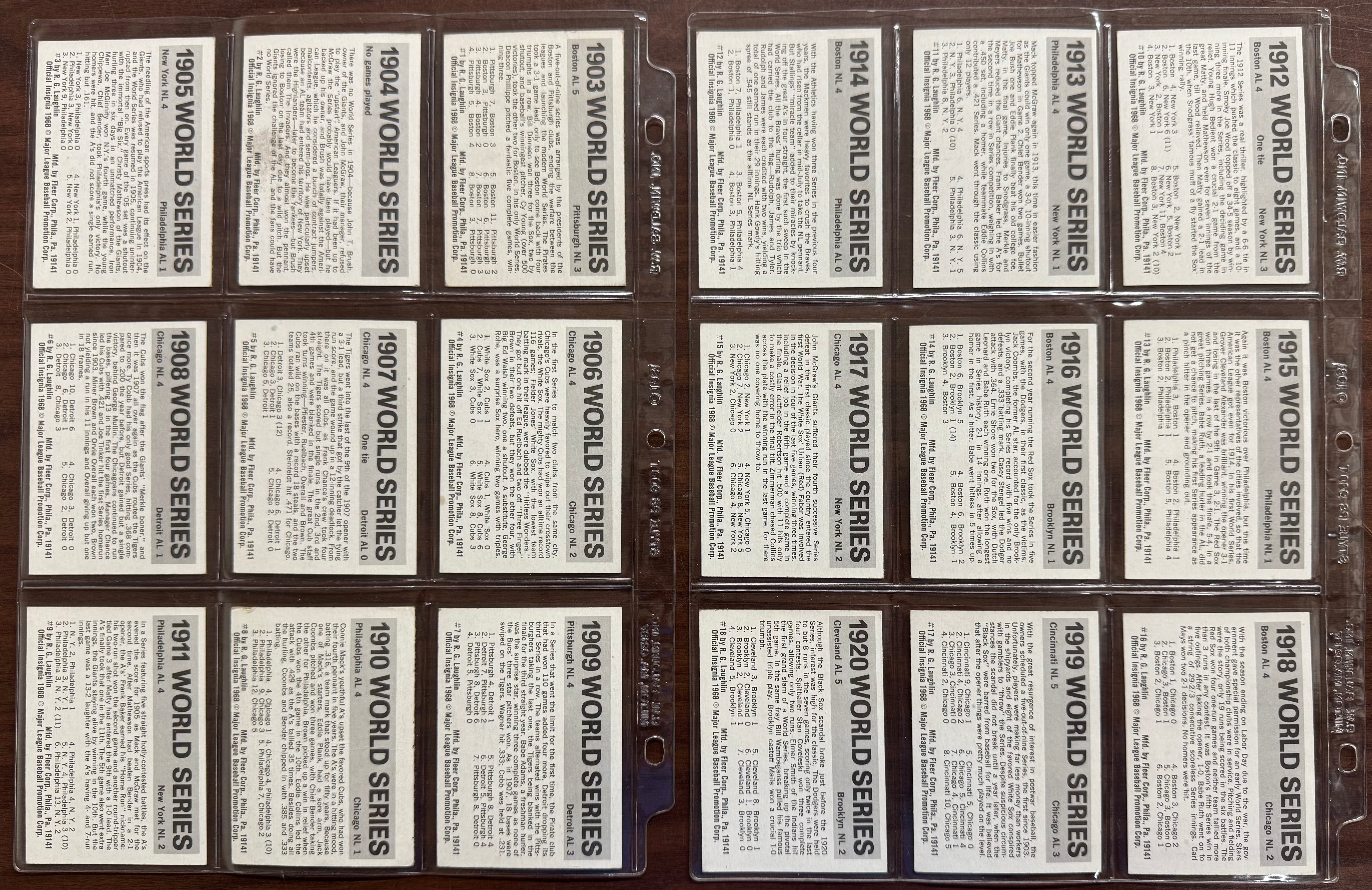 1971 Fleer Laughlin World Series Baseball Complete Set (68/68) EX-NM