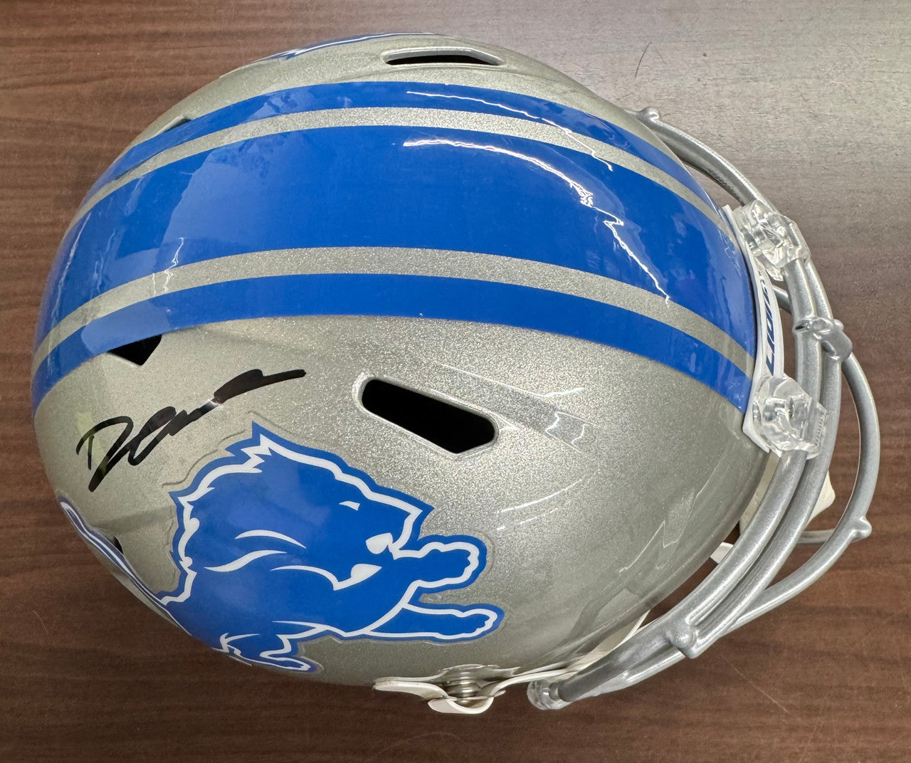 D'Andre Swift Signed Autographed Replica Helmet Lions