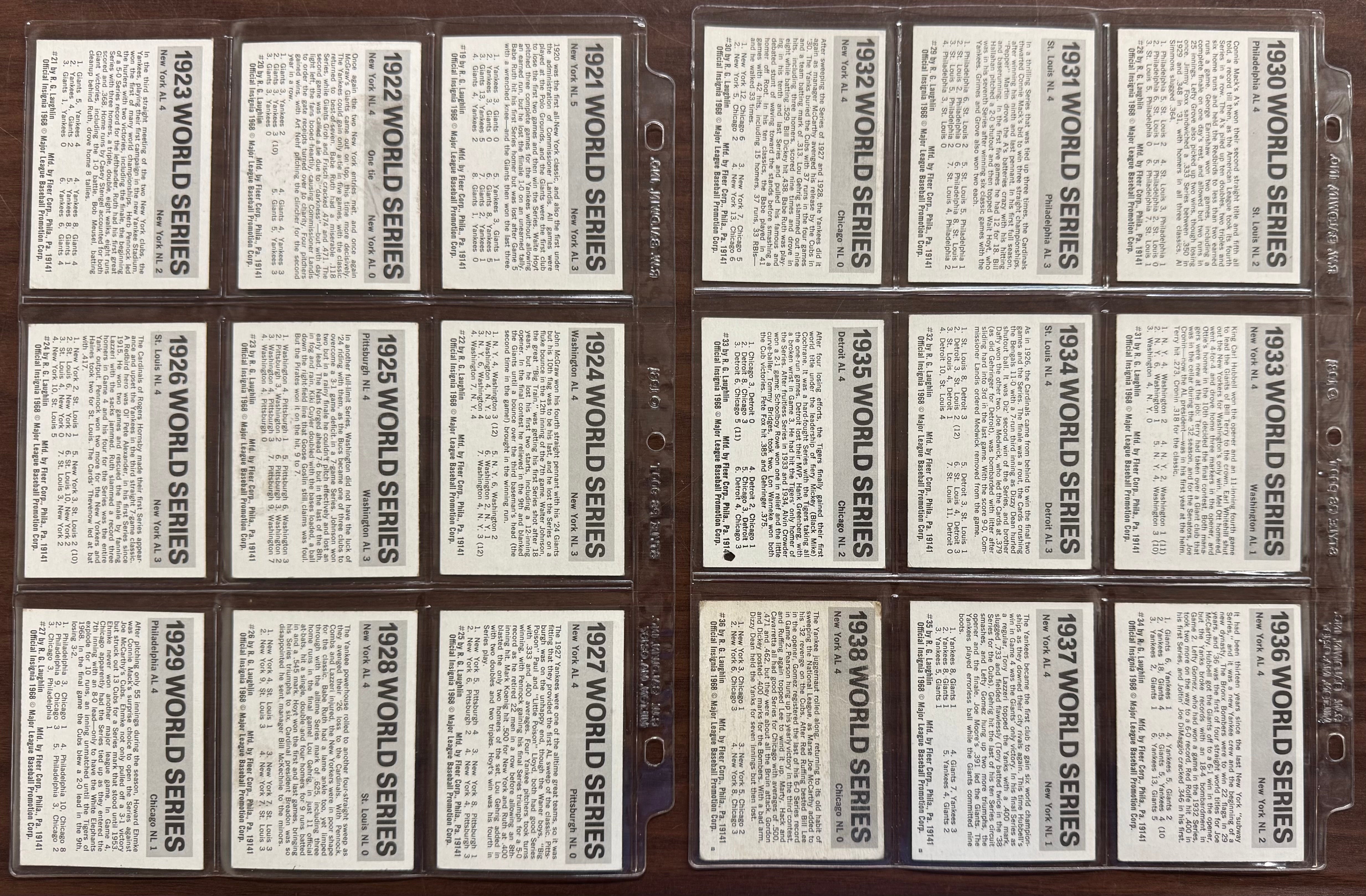 1971 Fleer Laughlin World Series Baseball Complete Set (68/68) EX-NM
