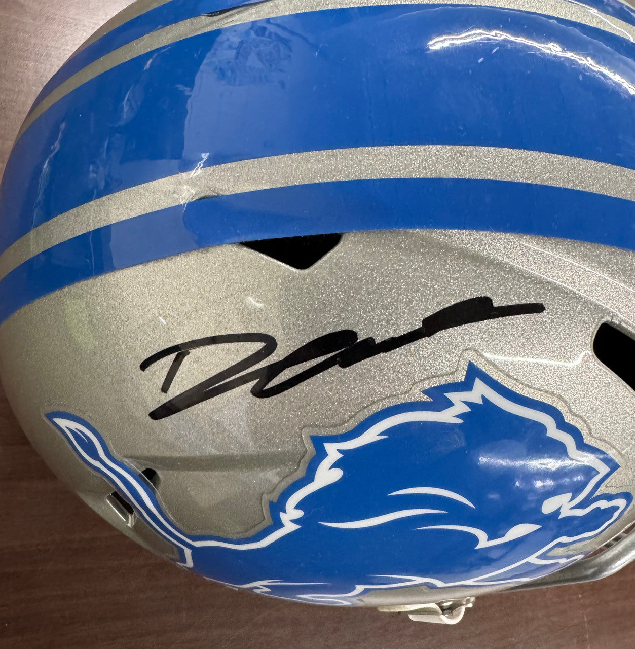 D'Andre Swift Signed Autographed Replica Helmet Lions