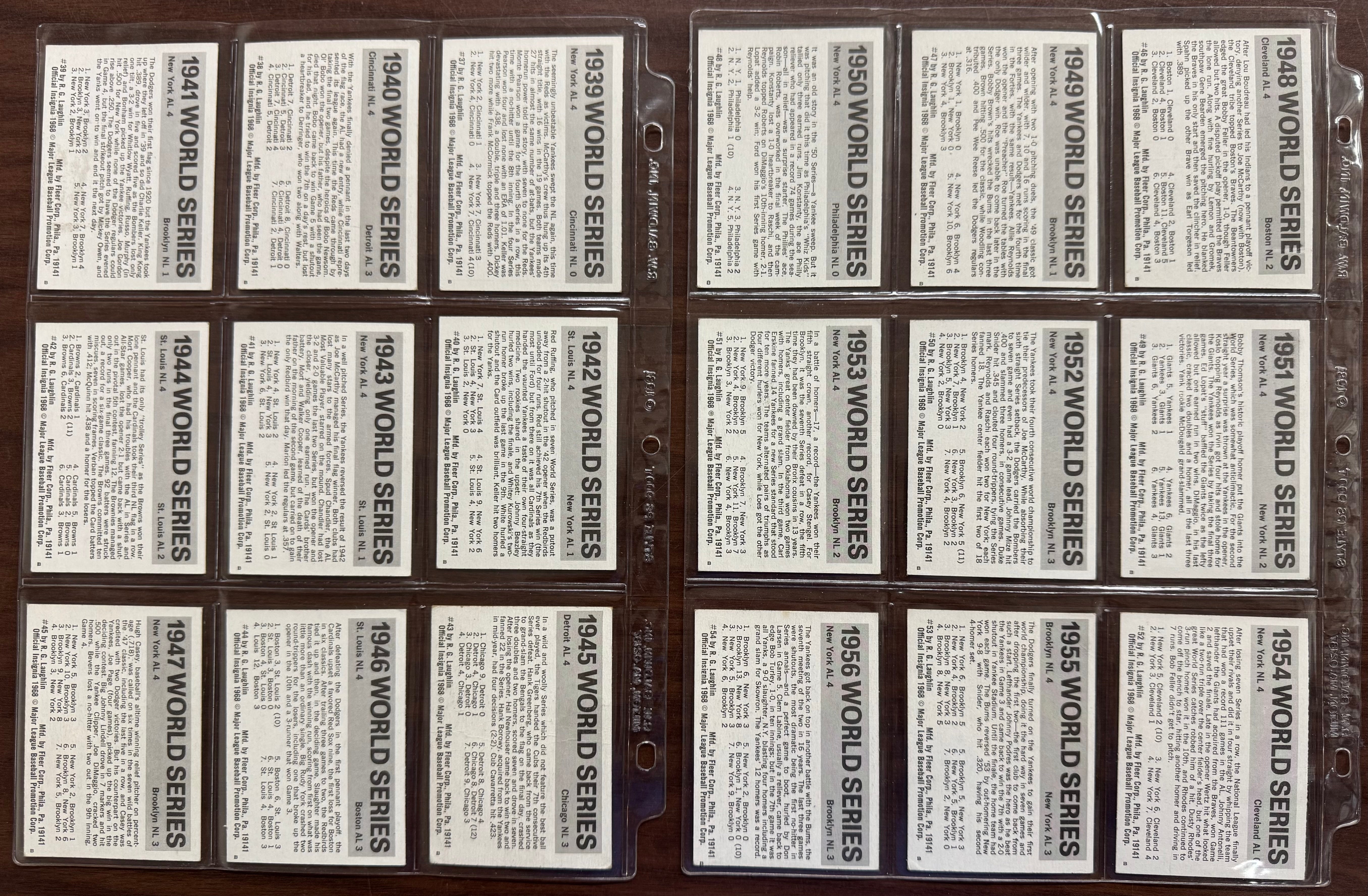 1971 Fleer Laughlin World Series Baseball Complete Set (68/68) EX-NM