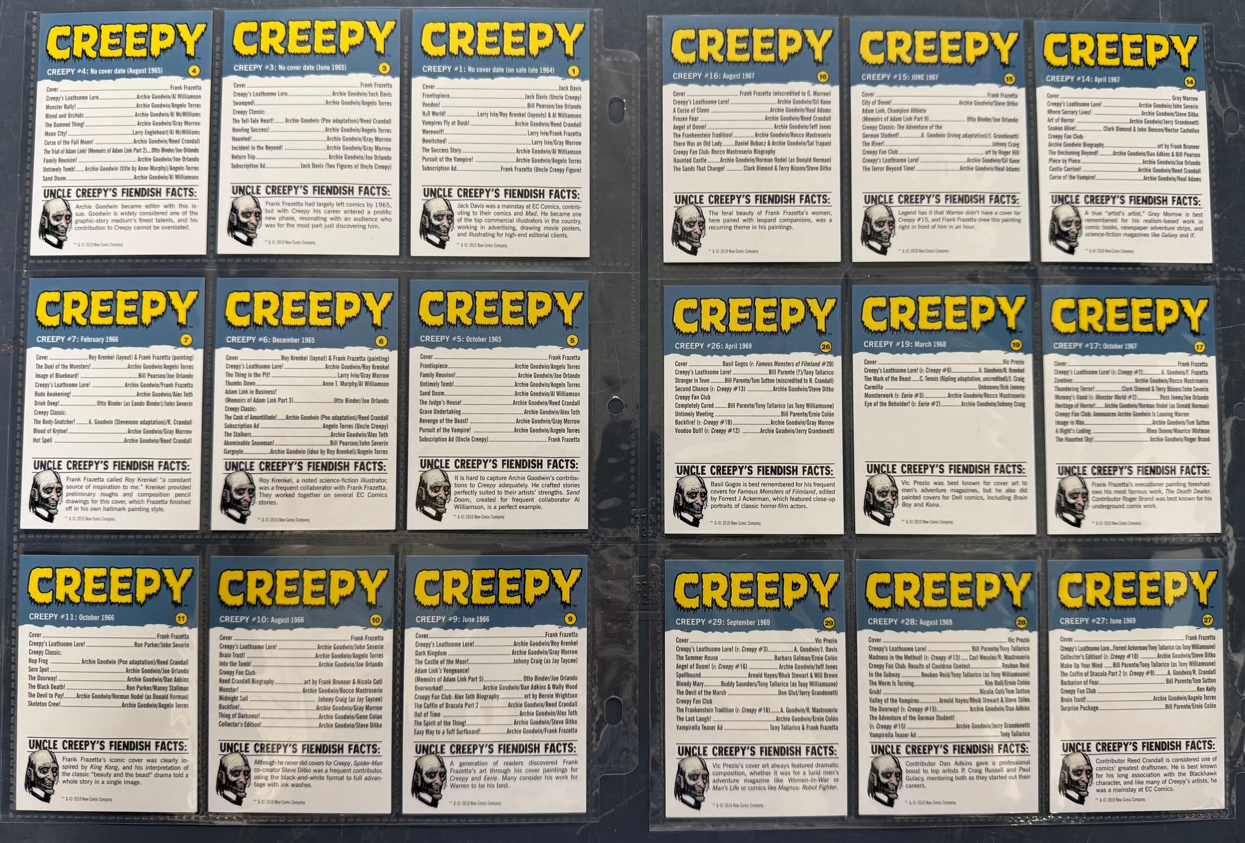 2010 Dark Horse Comics CREEPY Complete Trading Card Set (50/50) NM