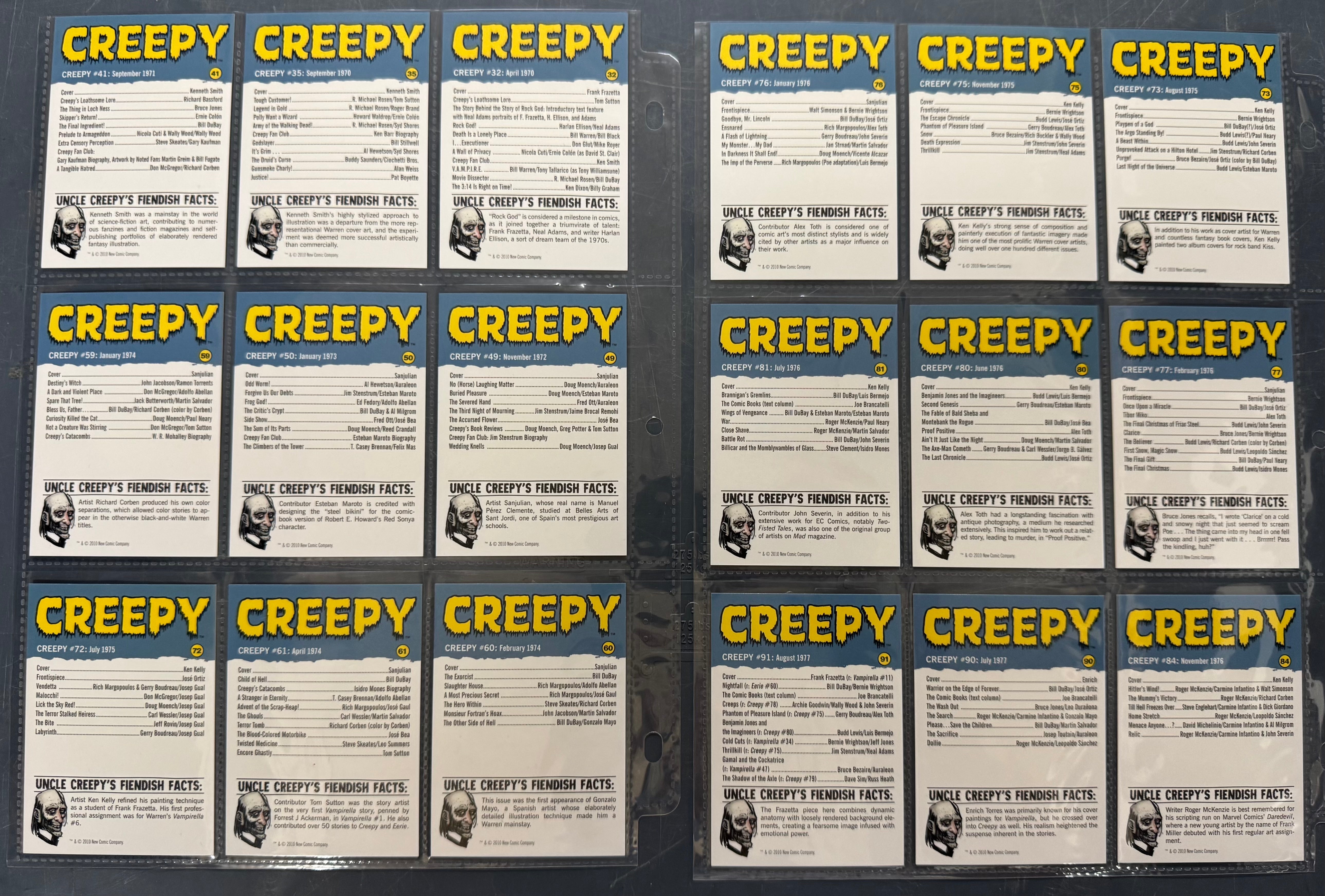 2010 Dark Horse Comics CREEPY Complete Trading Card Set (50/50) NM