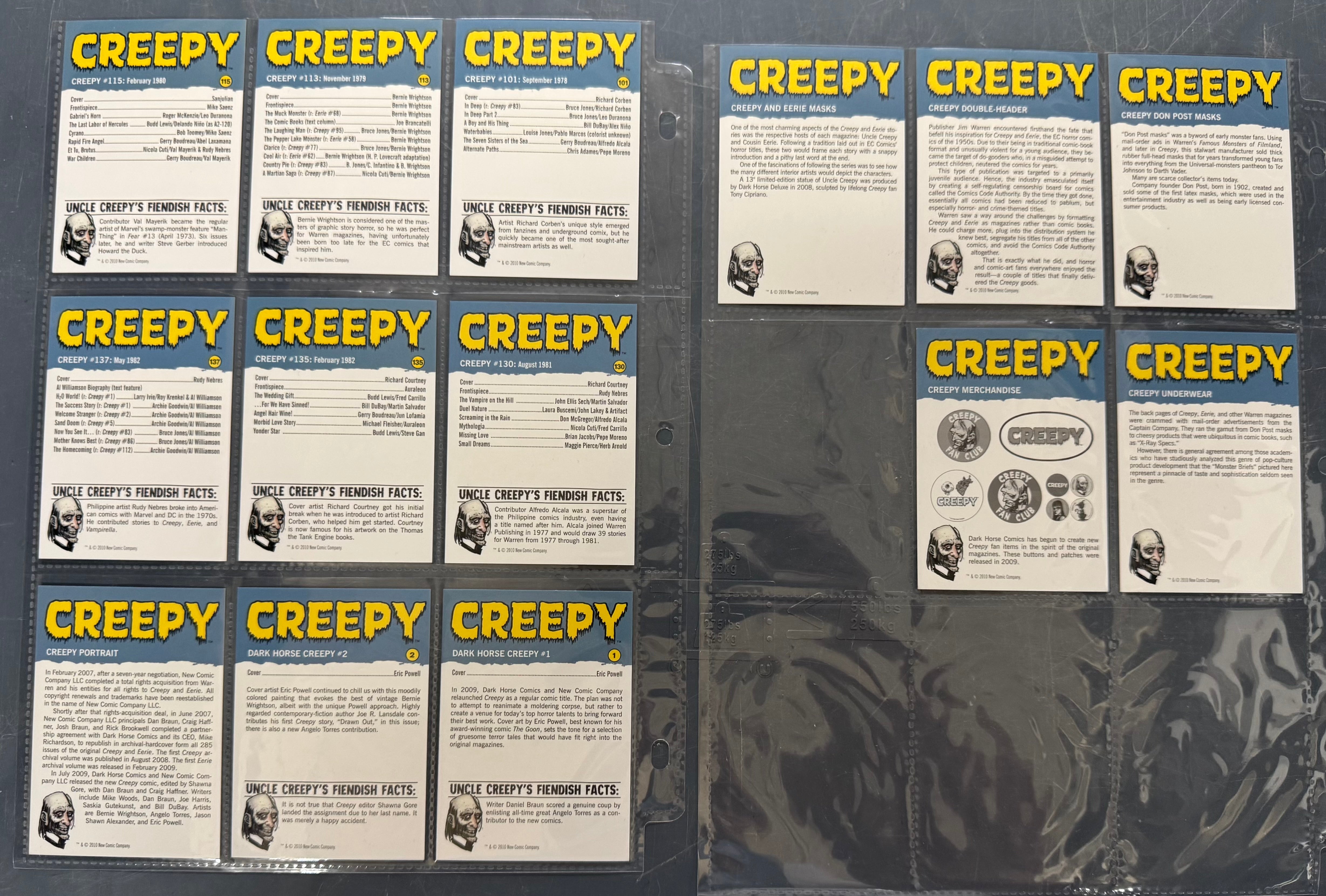 2010 Dark Horse Comics CREEPY Complete Trading Card Set (50/50) NM