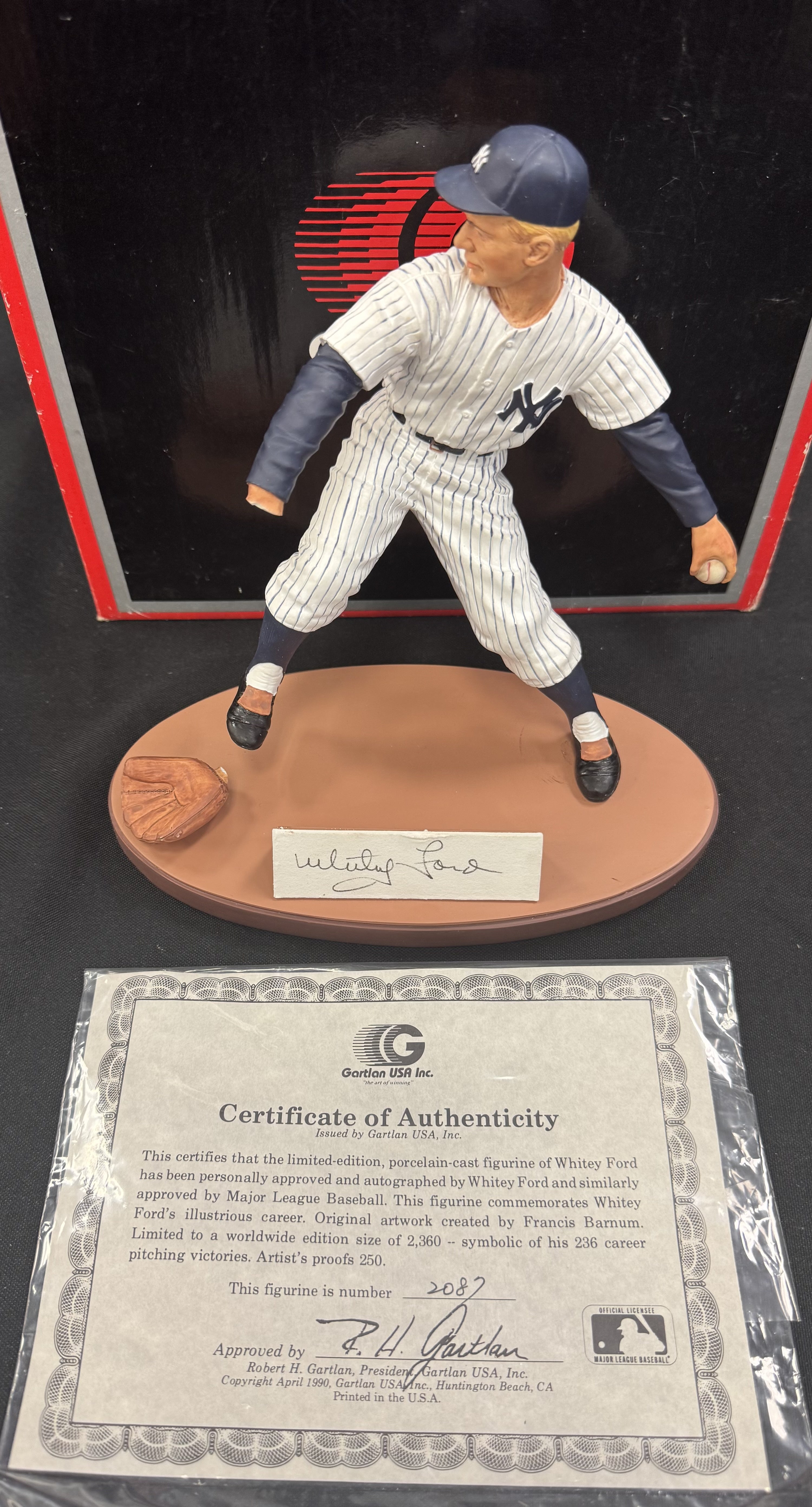 1990 Gartlan Whitey Ford Signed Autograph Numbered Limited Edition Figurine