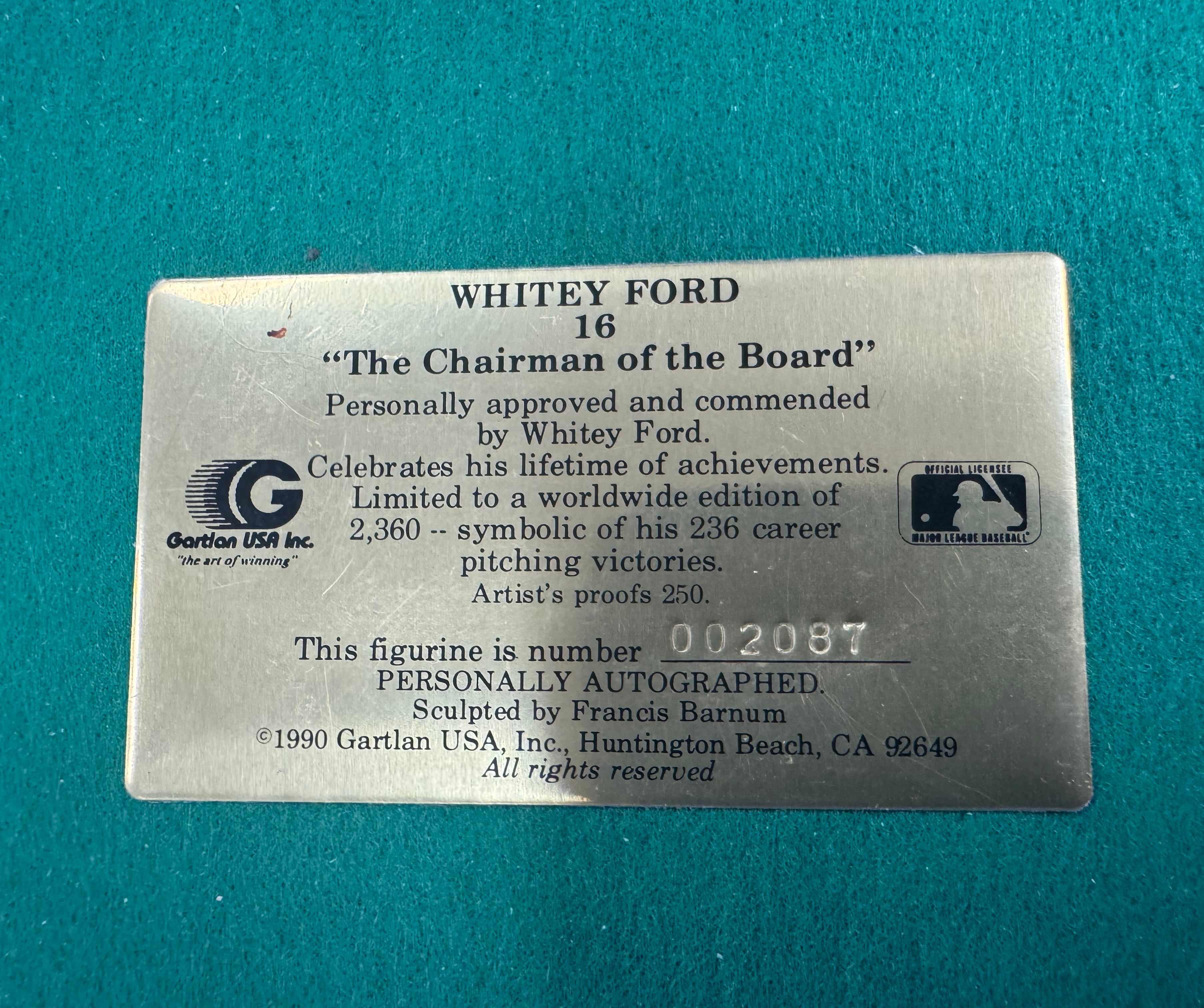 1990 Gartlan Whitey Ford Signed Autograph Numbered Limited Edition Figurine