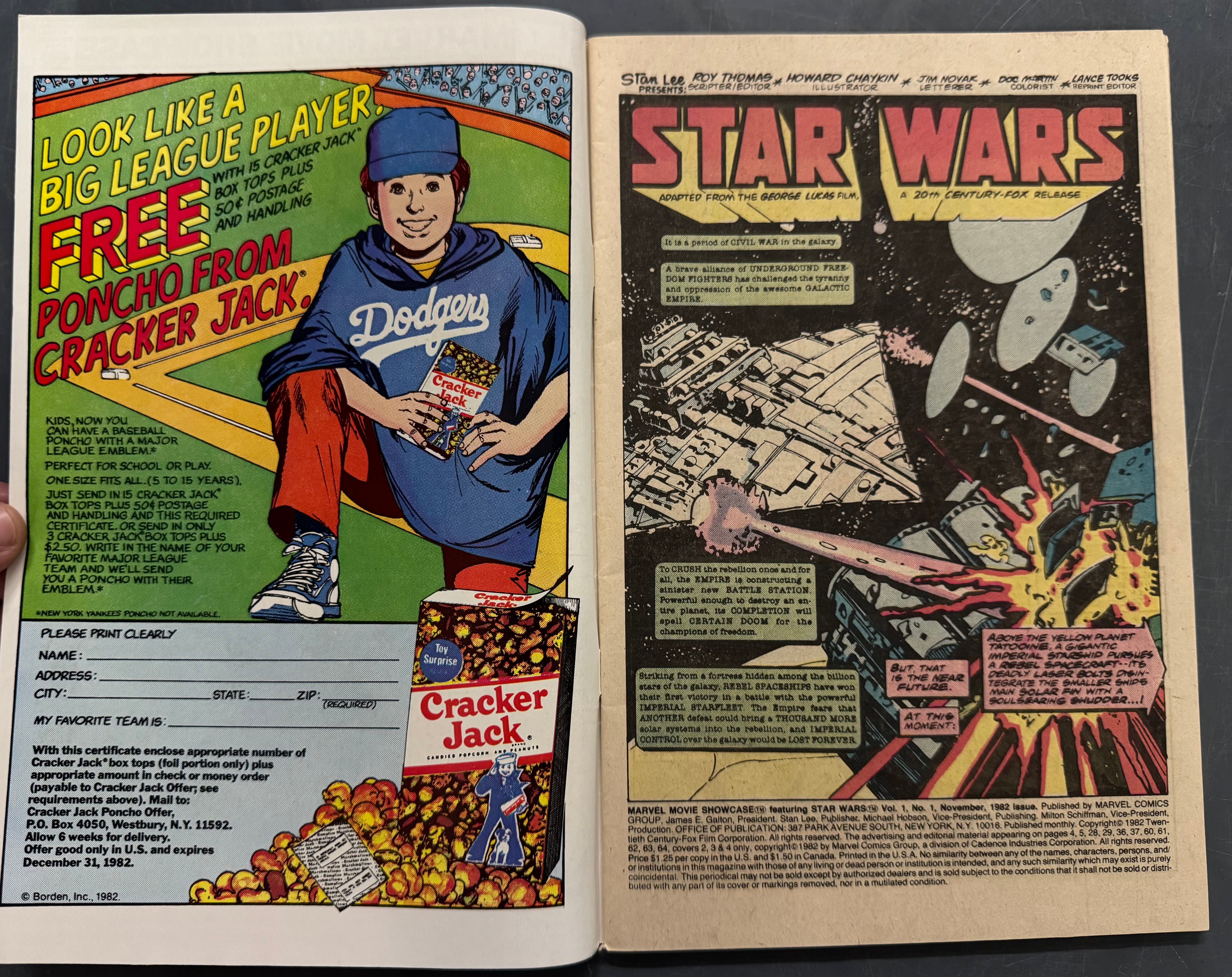 1982 Marvel Comics Star Wars #1 Movie Showcase Comic Book VG