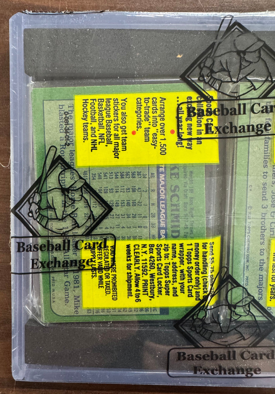 1982 Topps Baseball Rack Pack BBCE Wrapped Sealed Mike Schmidt Back + Backwards