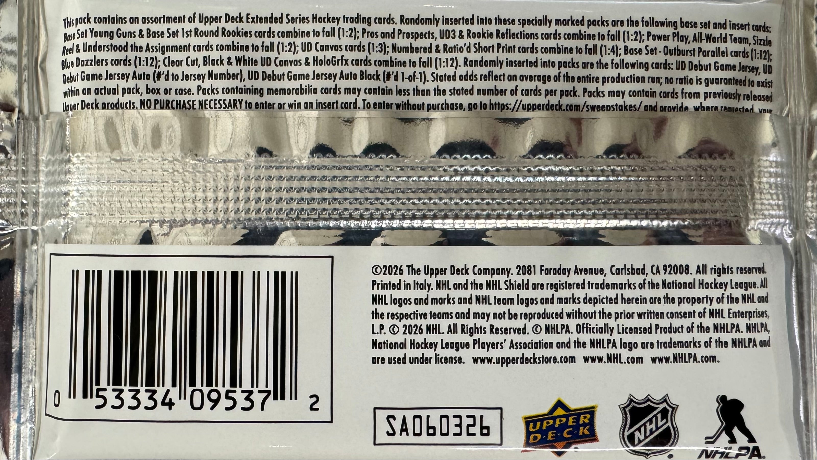 2025/26 Upper Deck Extended Series Hockey Hobby Pack
