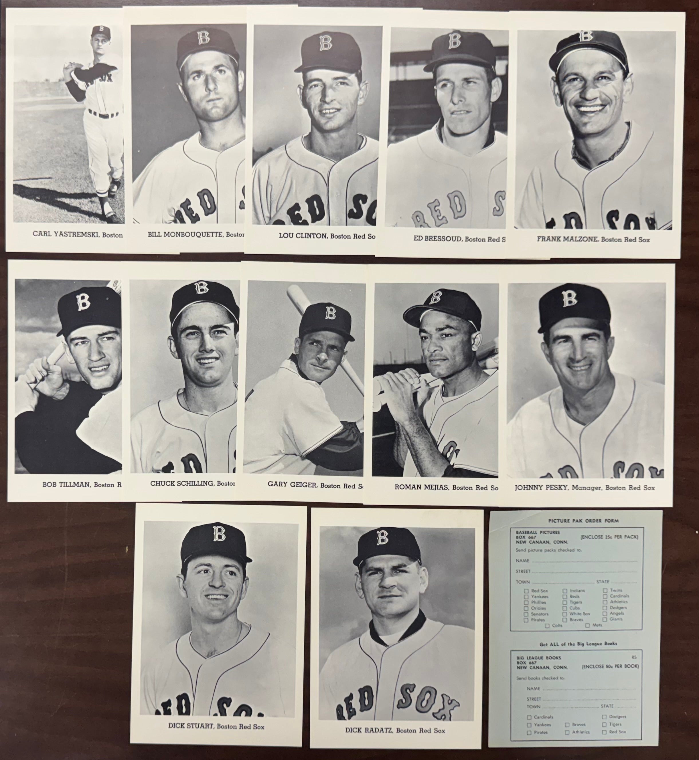 1963 Jay Publishing Boston Red Sox Picture Pack Set W/ Envelope