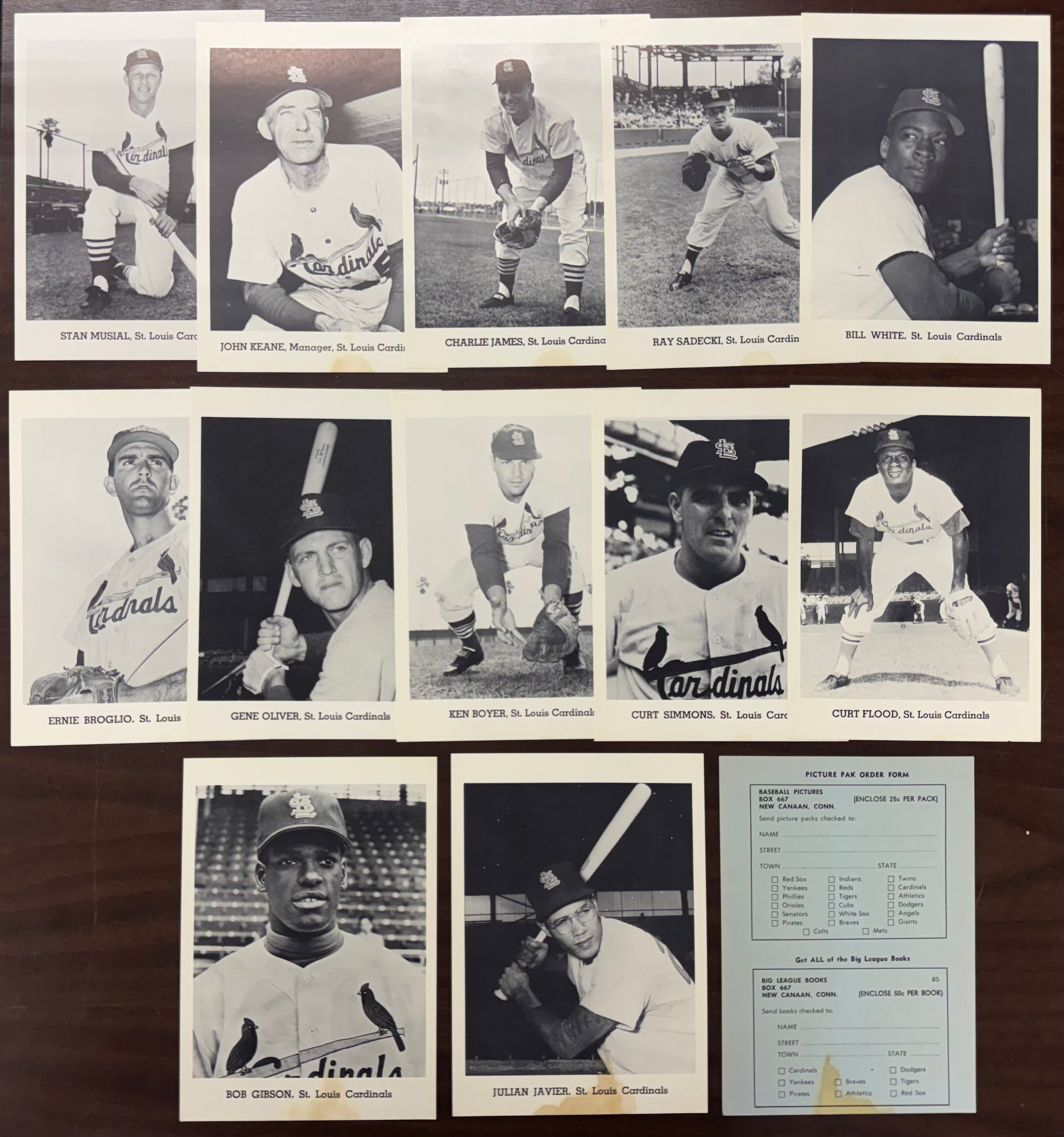 1963 Jay Publishing St. Louis Cardinals Picture Pack Set W/ Envelope