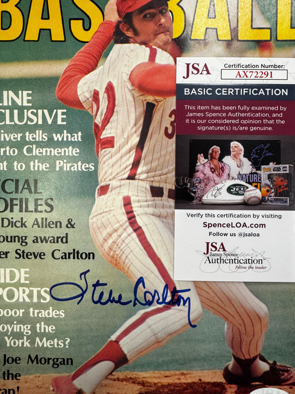 Steve Carlton Signed Autographed 1973 Baseball Magazine JSA