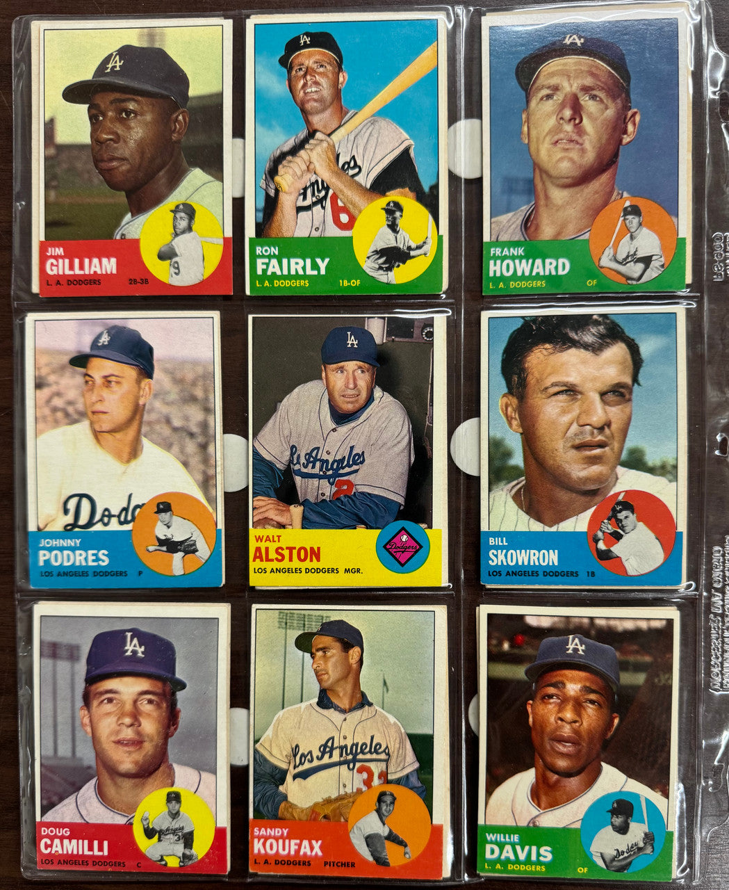 1963 Topps Baseball Los Angeles Dodgers Complete Team Set VG/EX