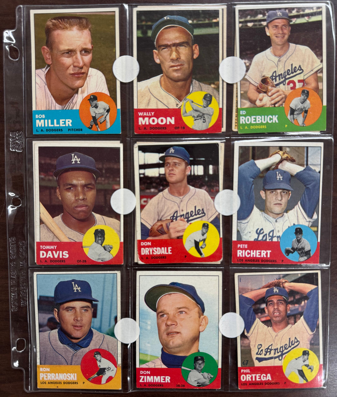 1963 Topps Baseball Los Angeles Dodgers Complete Team Set VG/EX