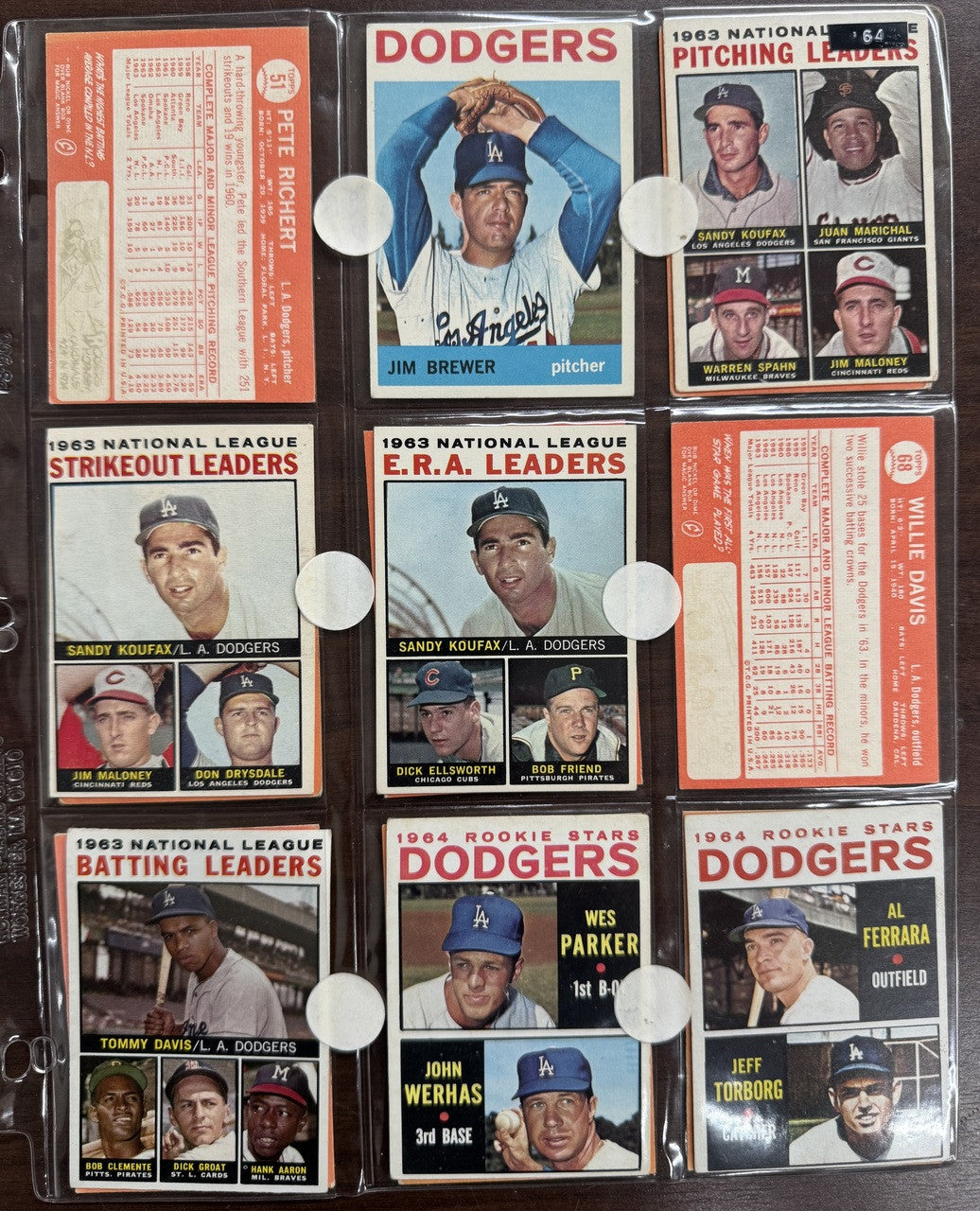 1964 Topps Baseball Los Angeles Dodgers Near Complete Team Set VG/EX *READ*