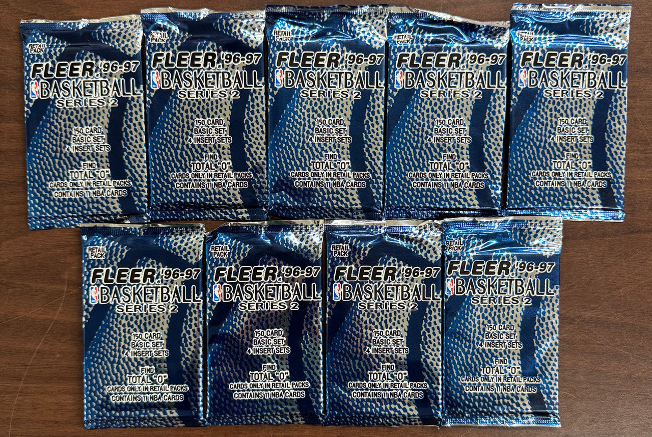 1996/97 Fleer Basketball Series 2 Retail Pack Lot of 9 Factory Sealed
