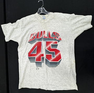 Salem Sportswear Michael Jordan 45 Chicago Bulls Gray T-Shirt Large