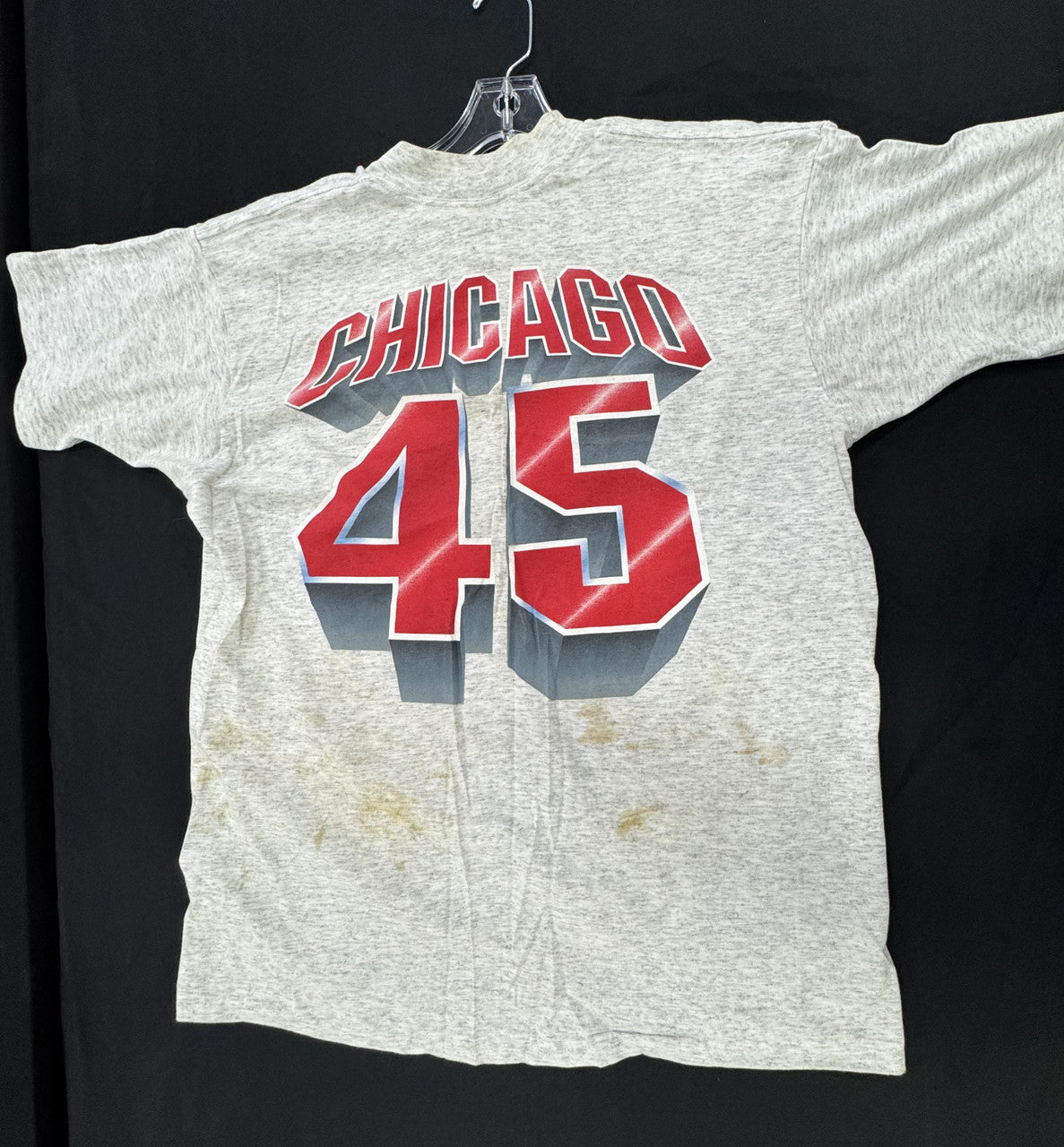 Salem Sportswear Michael Jordan 45 Chicago Bulls Gray T-Shirt Large