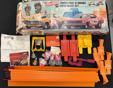 1969 Hot Wheels Mongoose & Snake Drag Race Set Complete No Cars