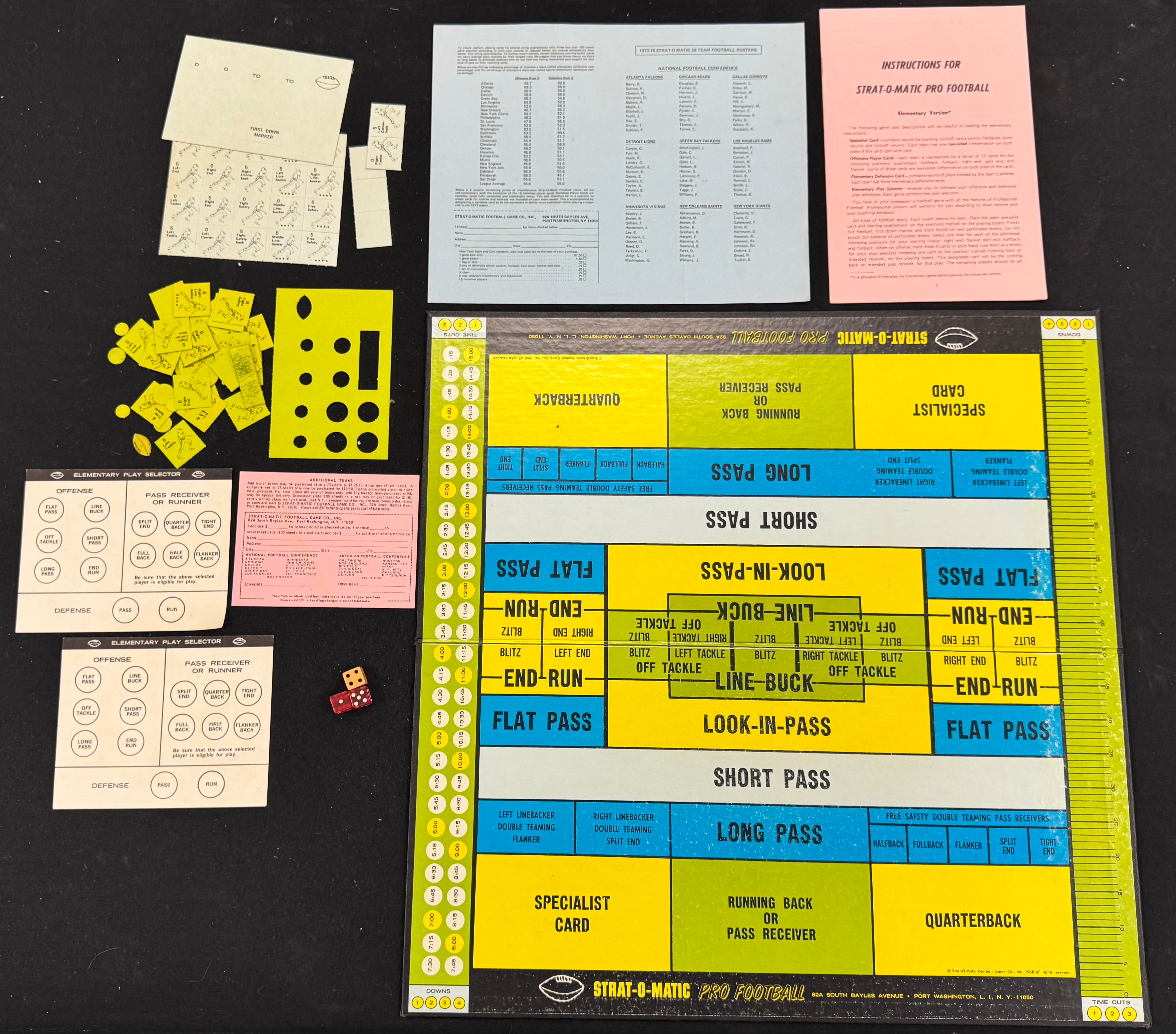 1968 Strat-O-Matic Pro Football Board Game Complete W/ 26 Teams