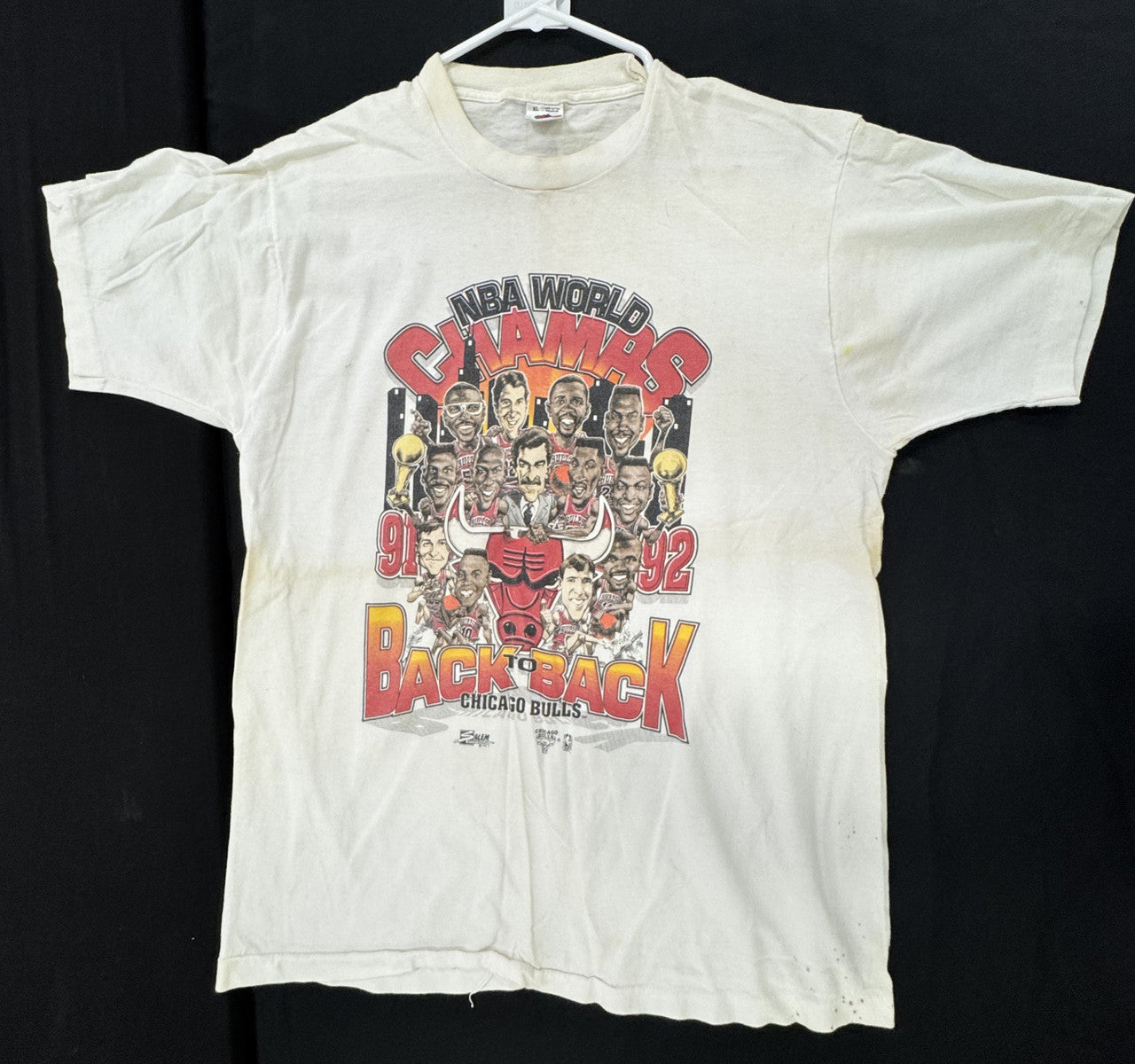 Fruit of the Loom 91-92 Chicago Bulls Back to Back World Champs T-Shirt XL