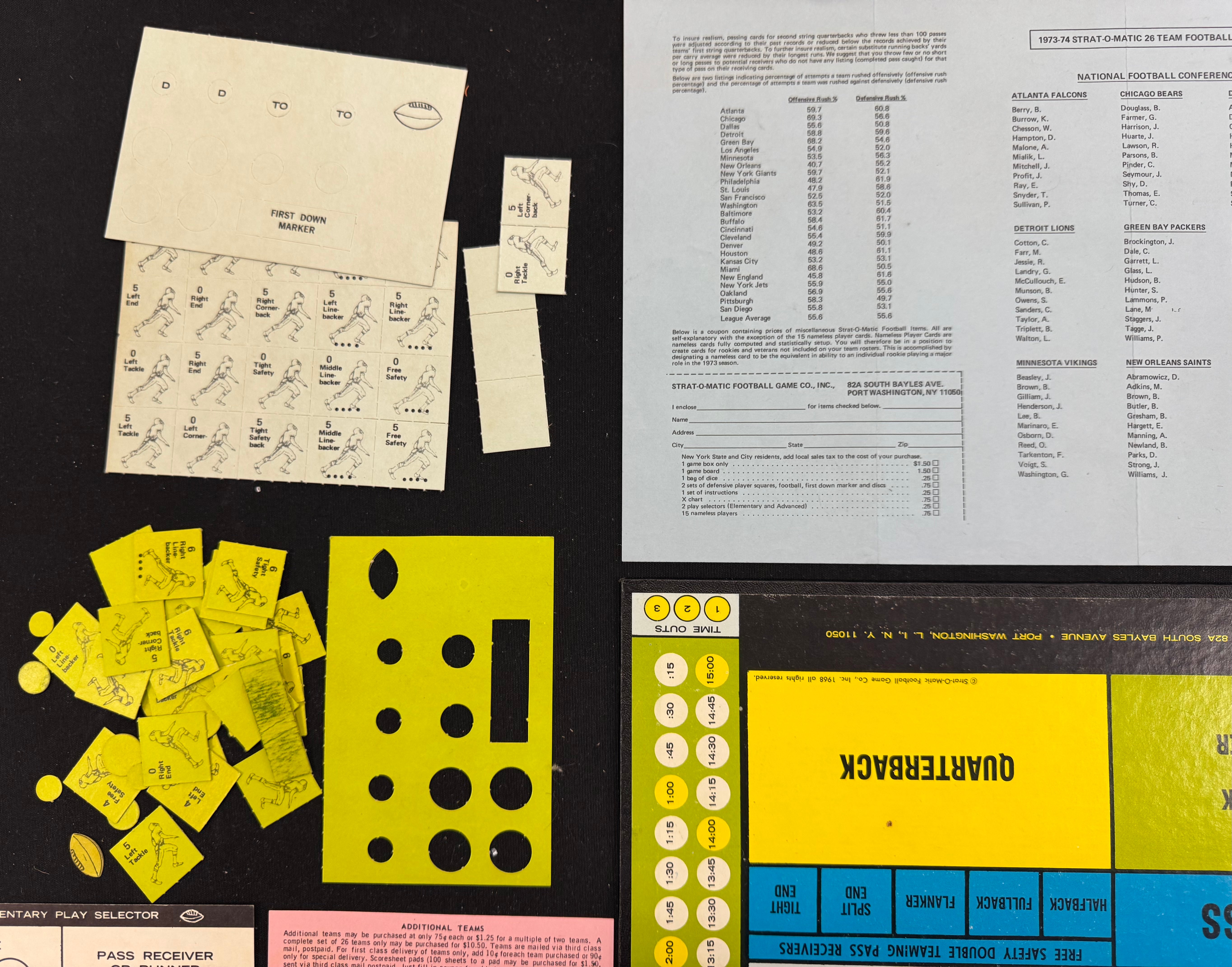 1968 Strat-O-Matic Pro Football Board Game Complete W/ 26 Teams
