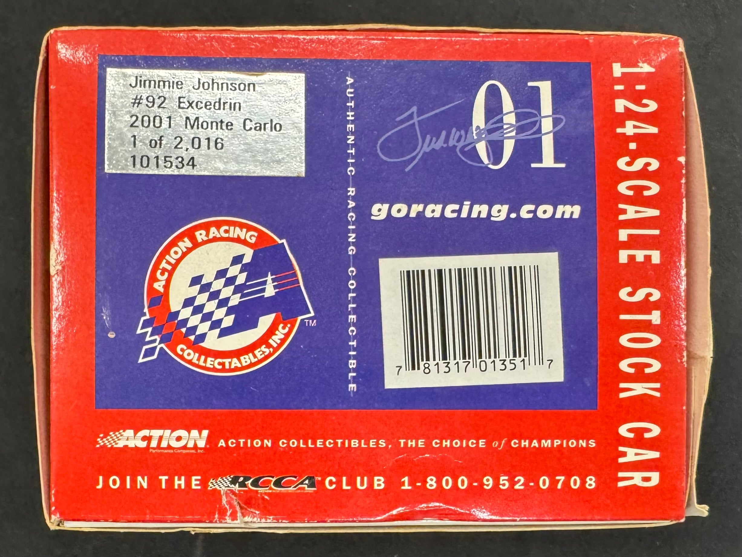 Jimmie Johnson #92 Excedrin Action Racing 1:24 Diecast Car /2016
