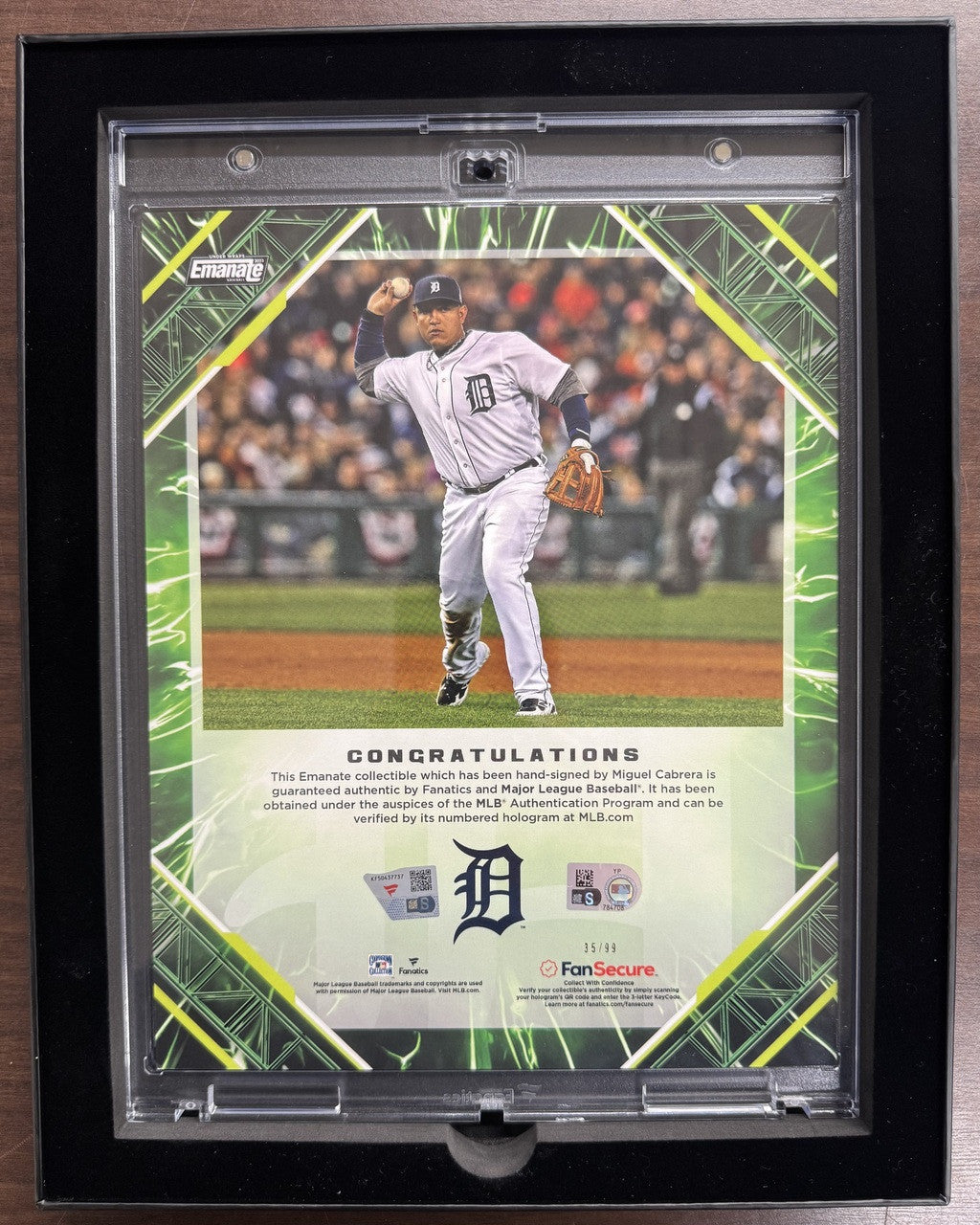 2025 Fanatics Under Wraps Emanate Miguel Cabrera Auto Green /99