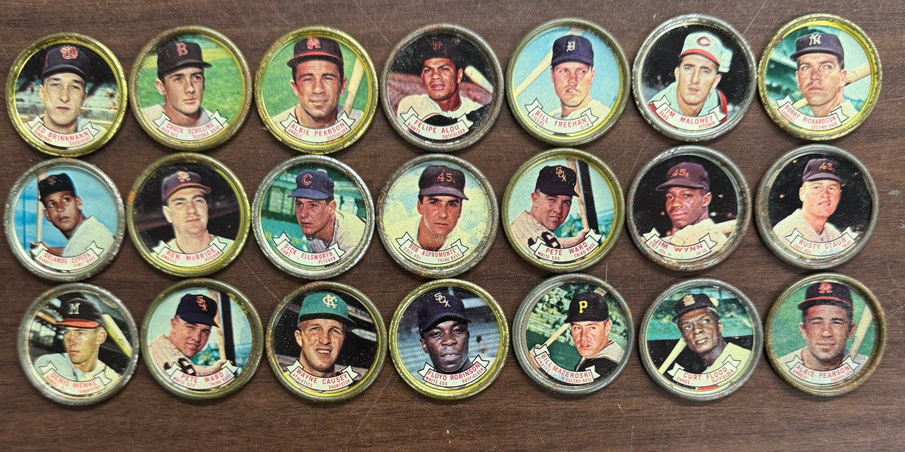 1964 Topps Baseball Coins Lot of 38 Low Grade Mantle Aaron Mays