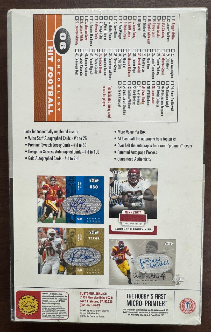 2006 Sage Hit Football Box Retail Edition Factory Sealed