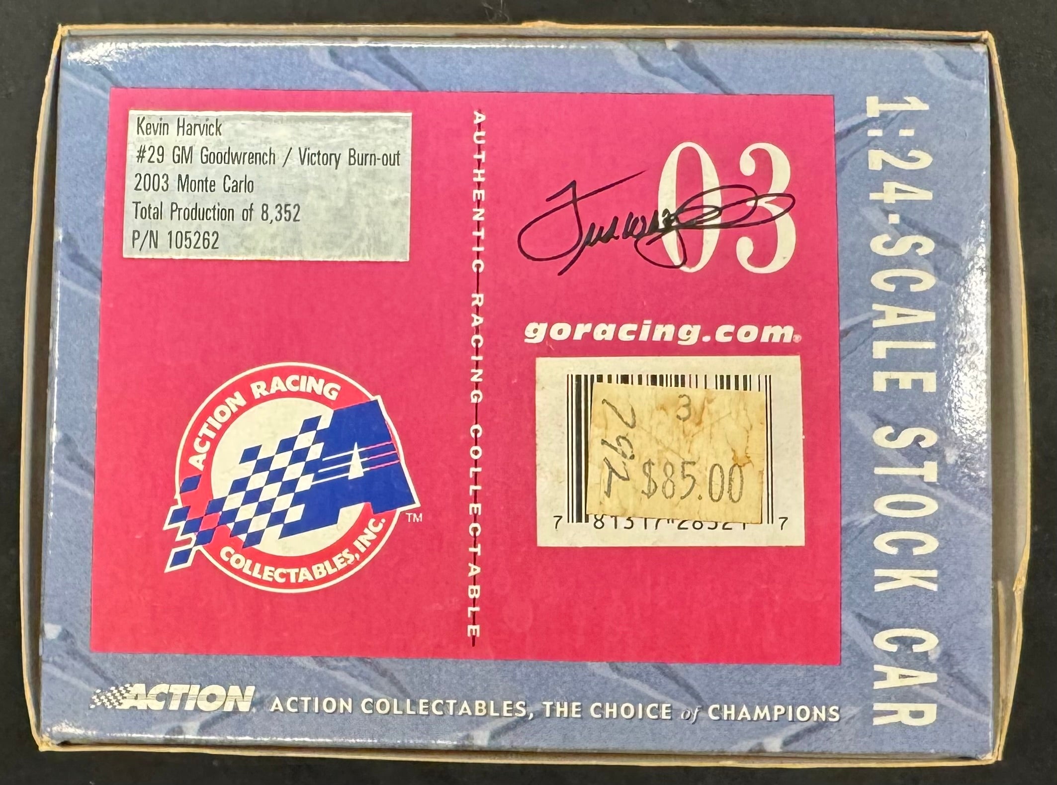 Kevin Harvick #29 GM Victory Burn-out 2003 Action Racing 1:24 Diecast Car /8352
