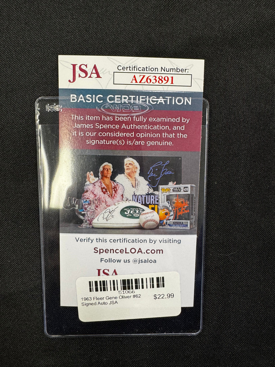 1963 Fleer Gene Oliver #62 Signed Auto JSA