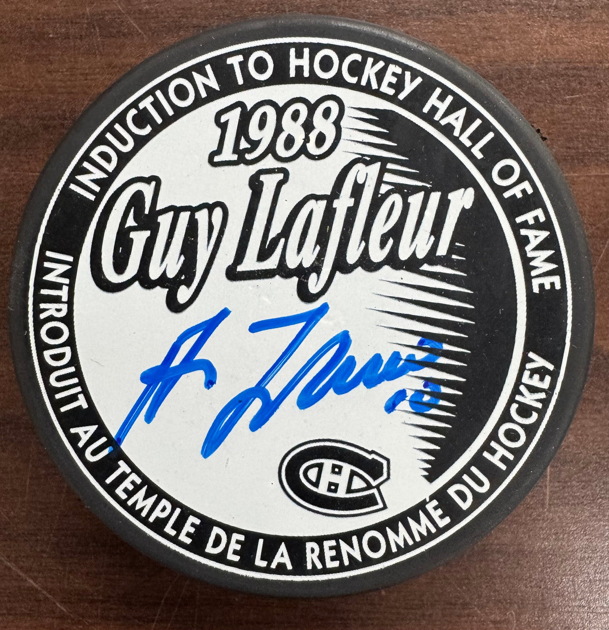 Guy Lafleur Signed Autographed HOF Puck JSA Cert