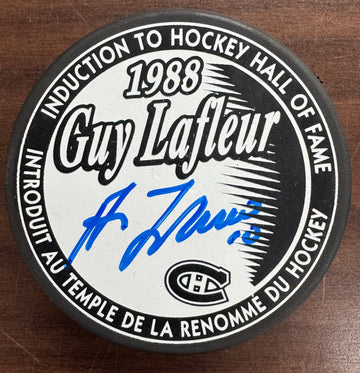 Guy Lafleur Signed Autographed HOF Puck JSA Cert