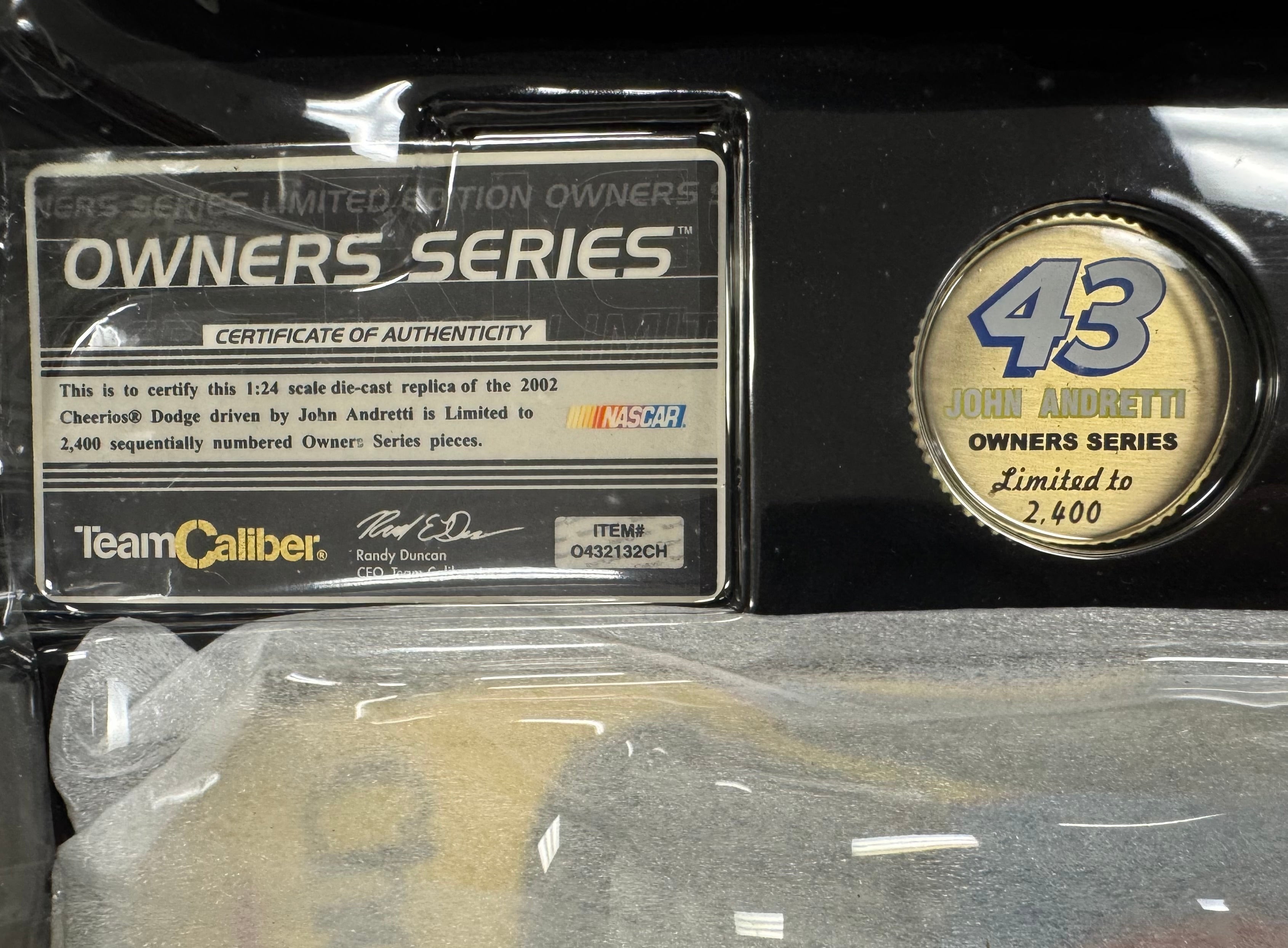 John Andretti #43 Cheerios Racing 2002 Team Caliber 1:24 Diecast Car /2400
