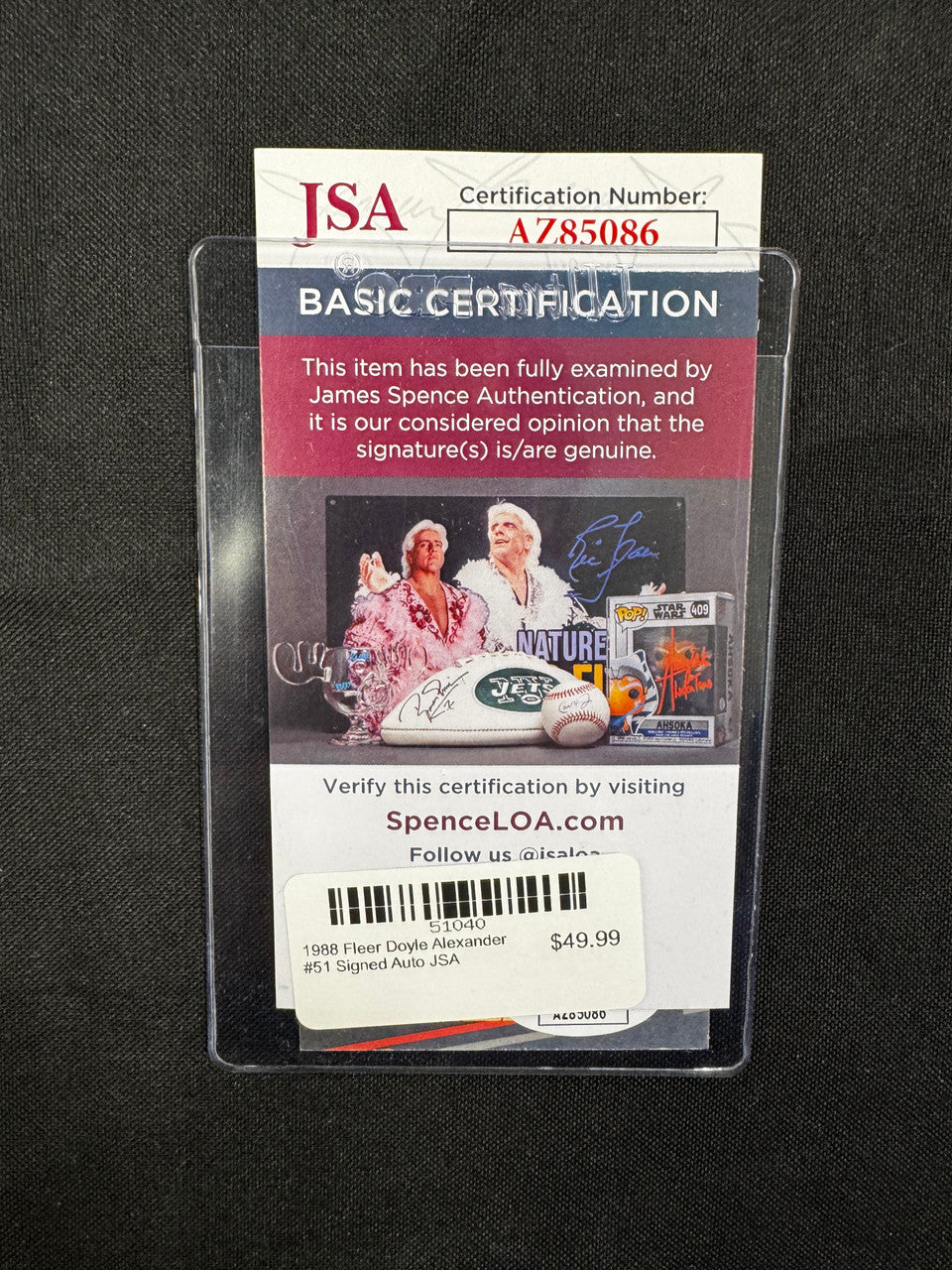 1988 Fleer Doyle Alexander #51 Signed Auto JSA