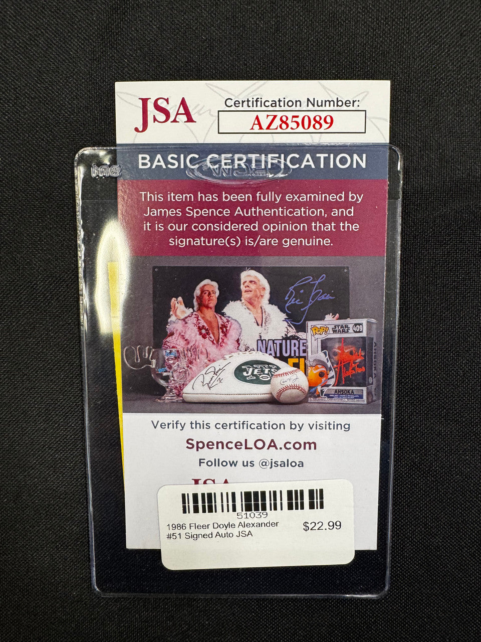 1986 Fleer Doyle Alexander #51 Signed Auto JSA
