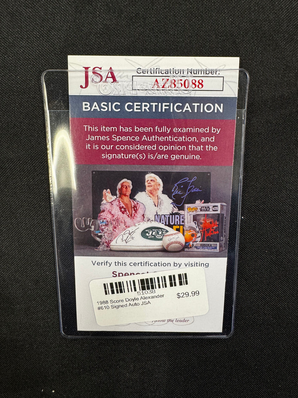 1988 Score Doyle Alexander #610 Signed Auto JSA