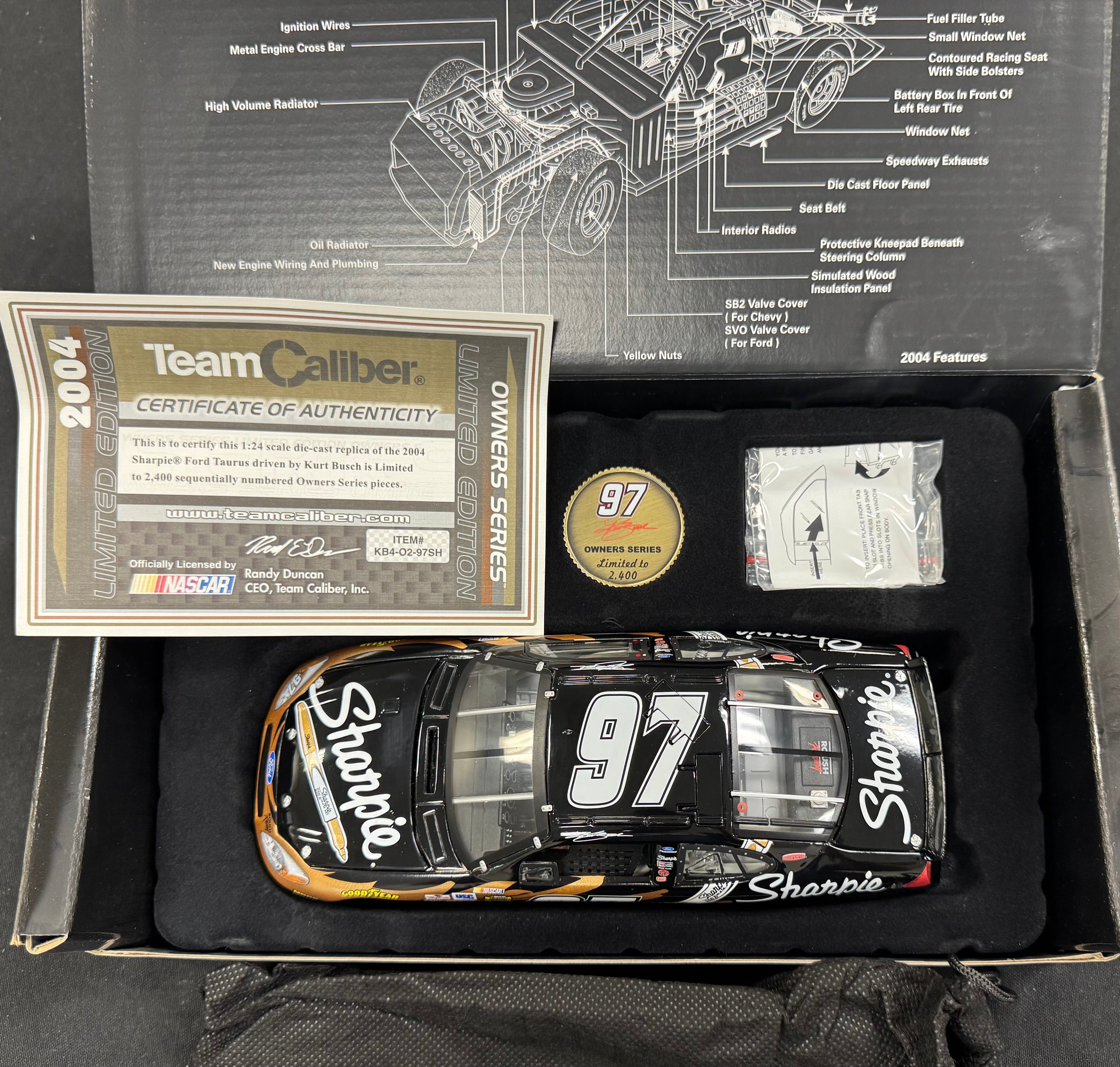 Kurt Busch #97 Sharpie Racing 2004 Team Caliber 1:24 Diecast Car /2400