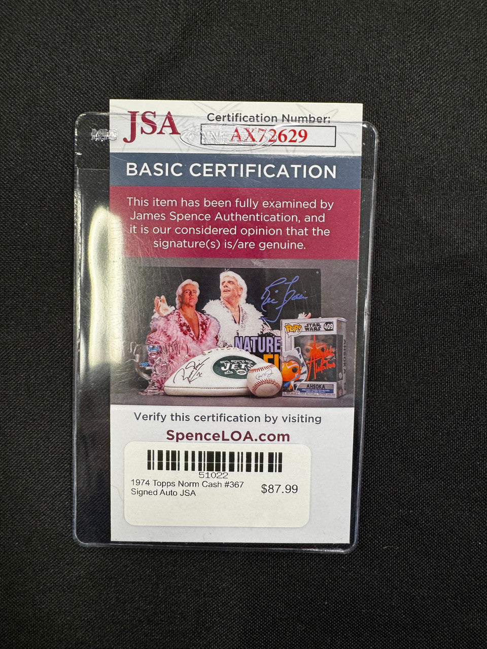 1974 Topps Norm Cash #367 Signed Auto JSA