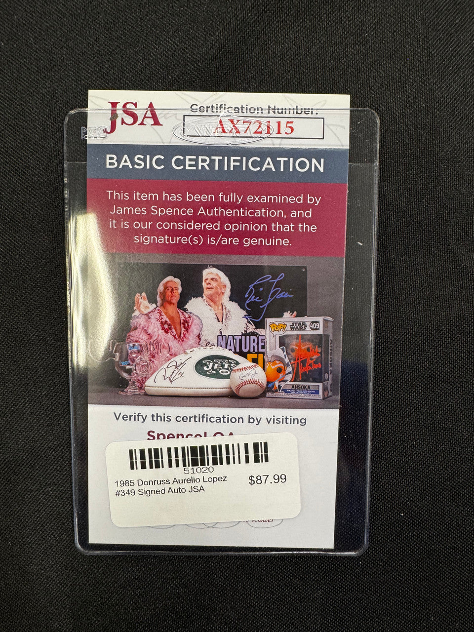 1985 Donruss Aurelio Lopez #349 Signed Auto JSA
