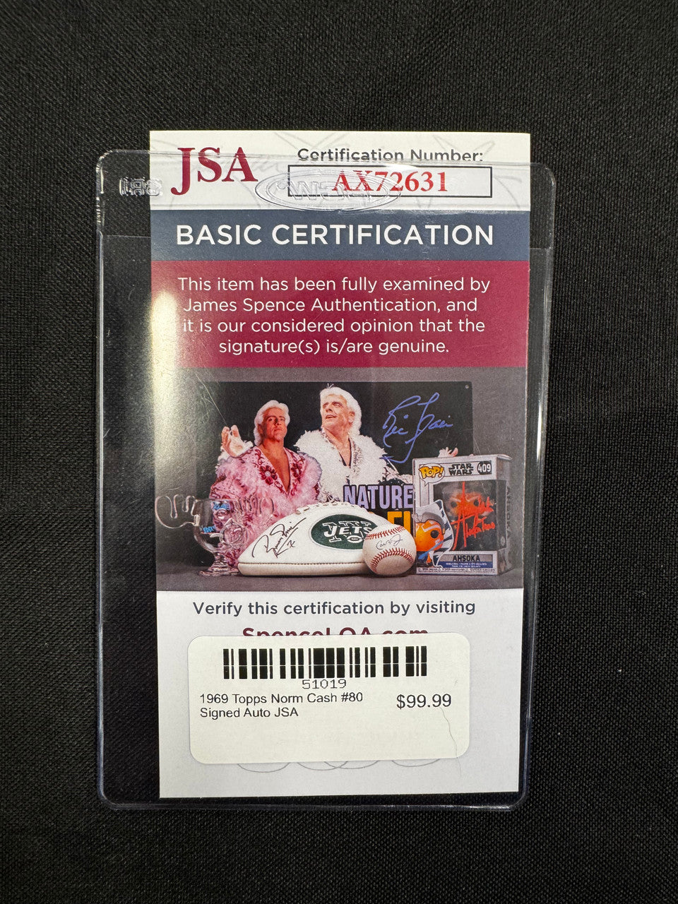1969 Topps Norm Cash #80 Signed Auto JSA