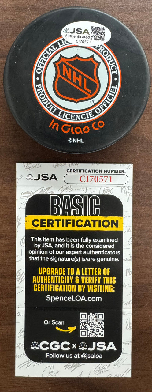 Vic Staciak Signed Autographed Puck JSA Cert