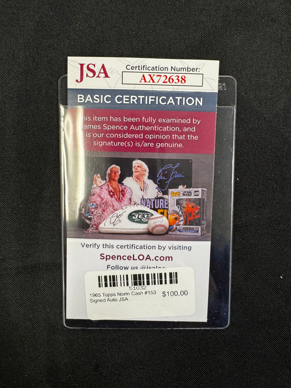 1965 Topps Norm Cash #153 Signed Auto JSA