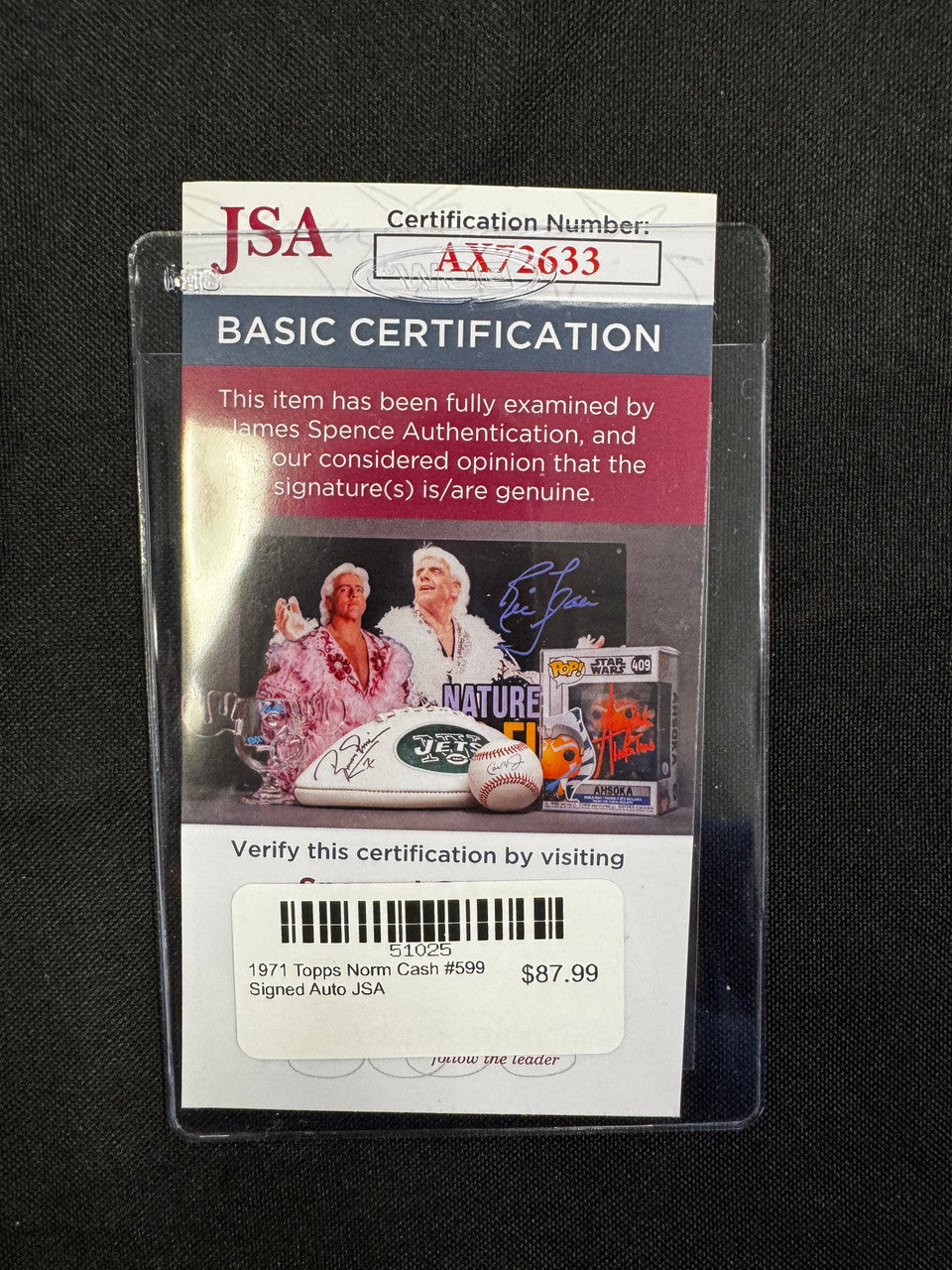 1971 Topps Norm Cash #599 Signed Auto JSA