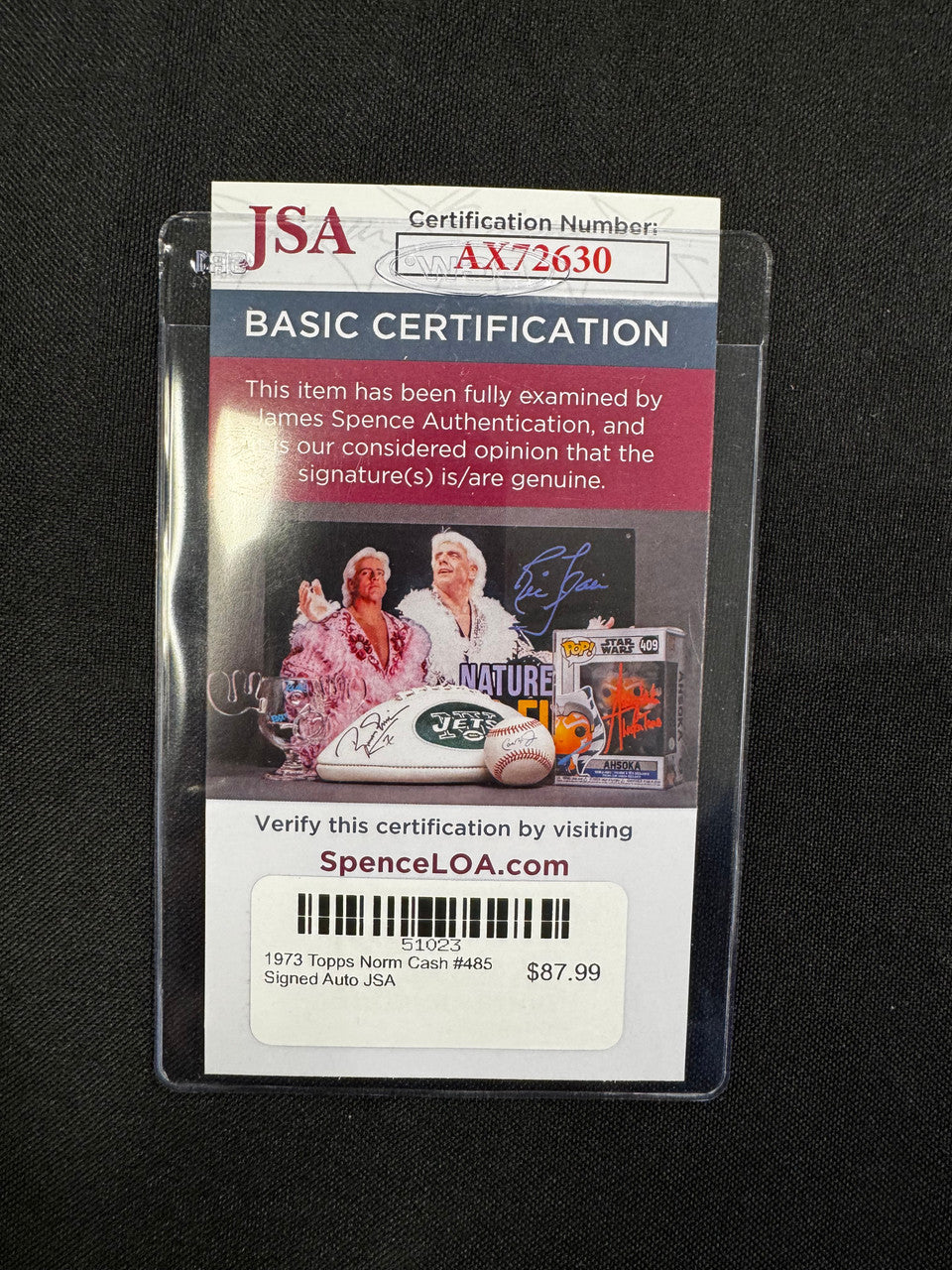 1973 Topps Norm Cash #485 Signed Auto JSA